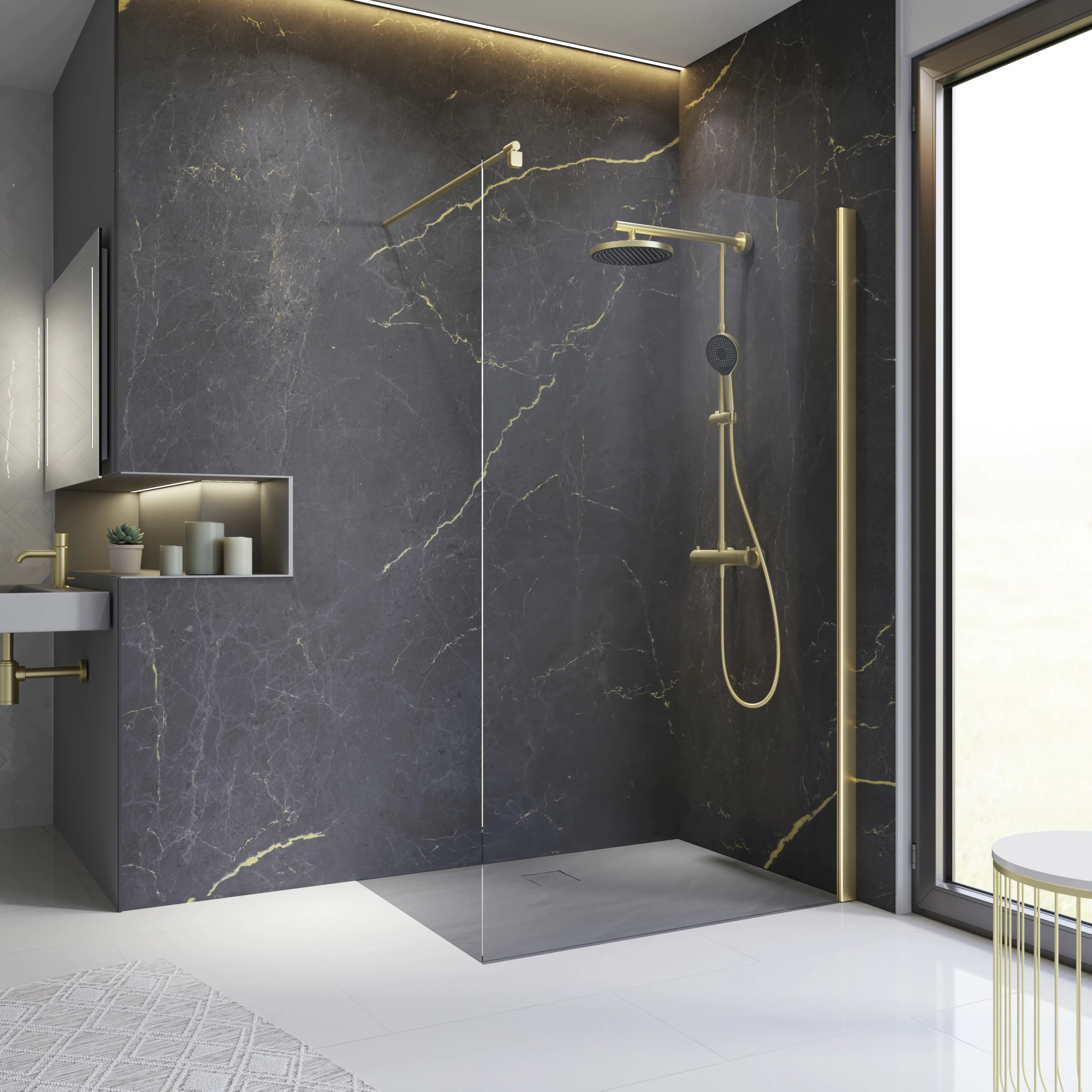 Schulte Walk In 120 x 200 cm Alexa Style 2.0 Goldoptik