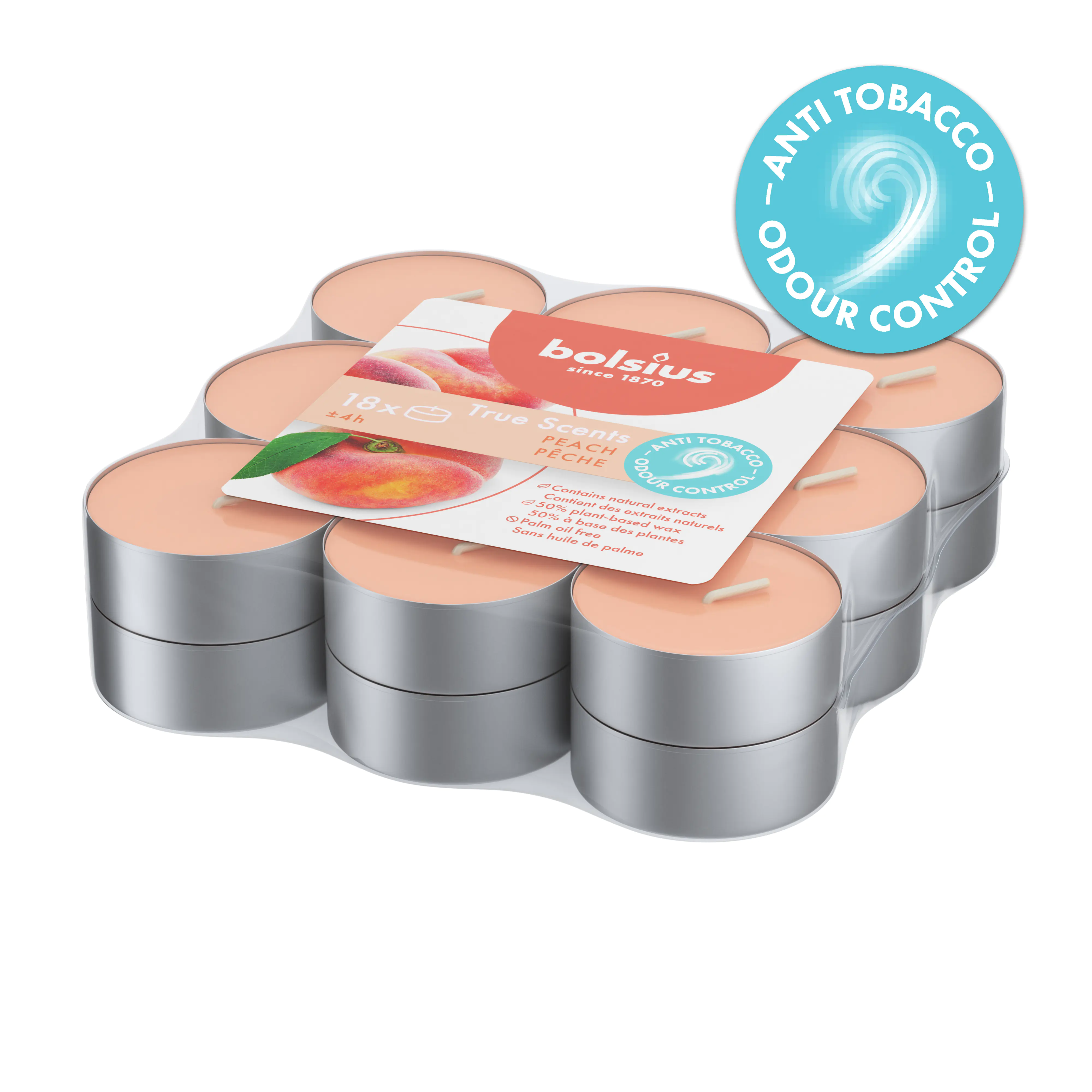 Bolsius Duft-Teelichte Alu 4 Stunden 18er Pack True Scents Pfirsich Bolsius Duft-Teelichte Alu 4 Stunden 18er Pack True Scents Pfirsich