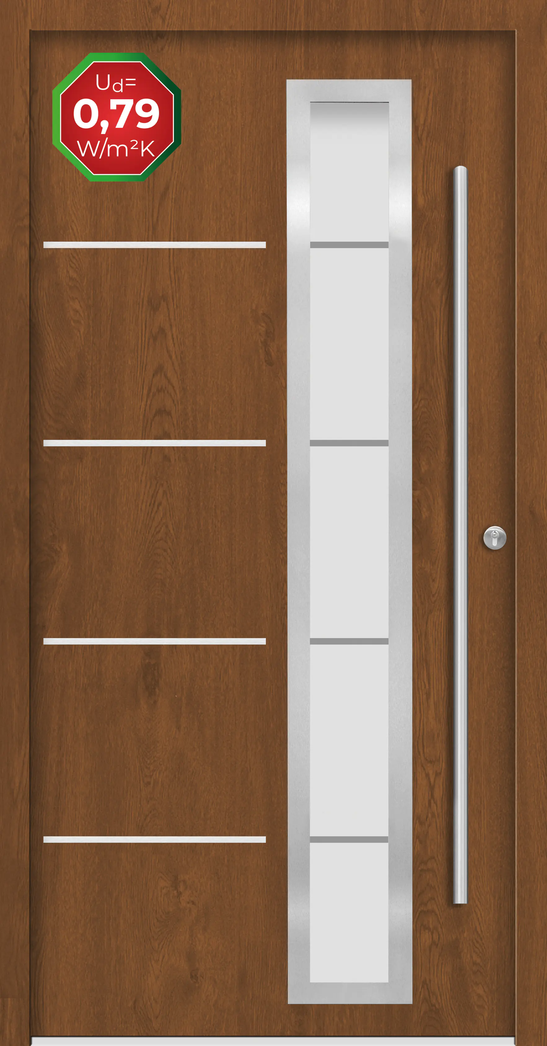 Splendoor Haustür Passivedoor Premium B06 Golden Oak DIN Rechts 100 x 210 cm