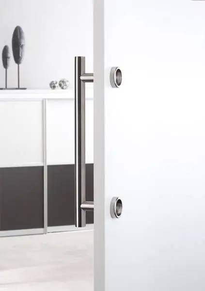 Stangengriff Edelstahl 400 mm lang, rückseitig 2 Griffmuscheln Ø 50 mm