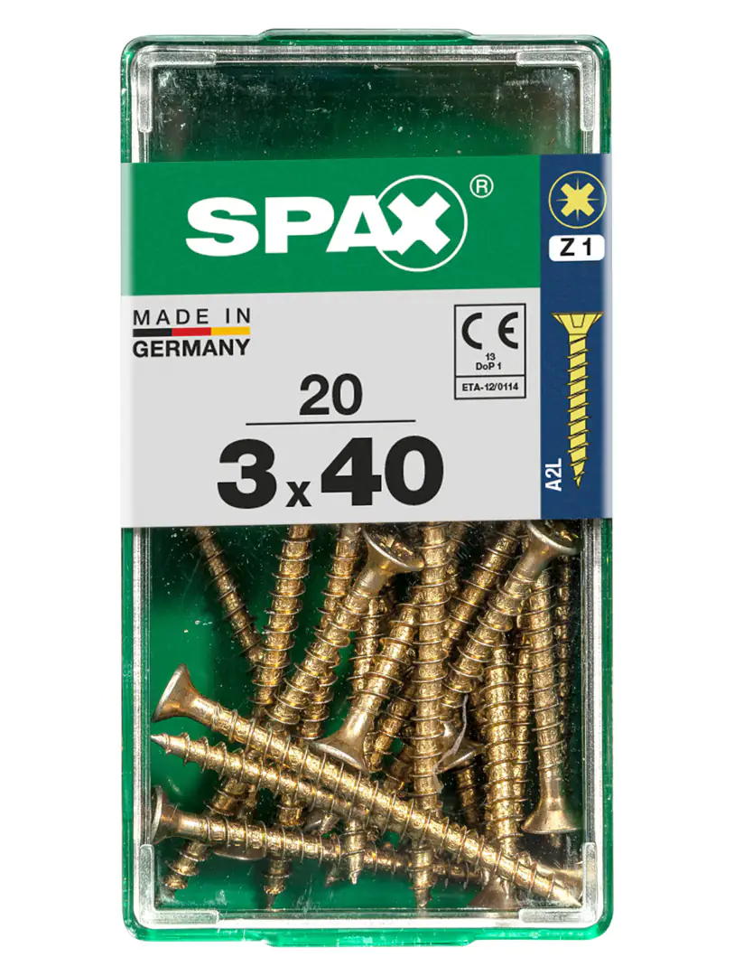 Spax Universalschrauben 3.0 x 40 mm PZ 1 - 20 Stk. Spax Universalschrauben 3.0 x 40 mm PZ 1 - 20 Stk.