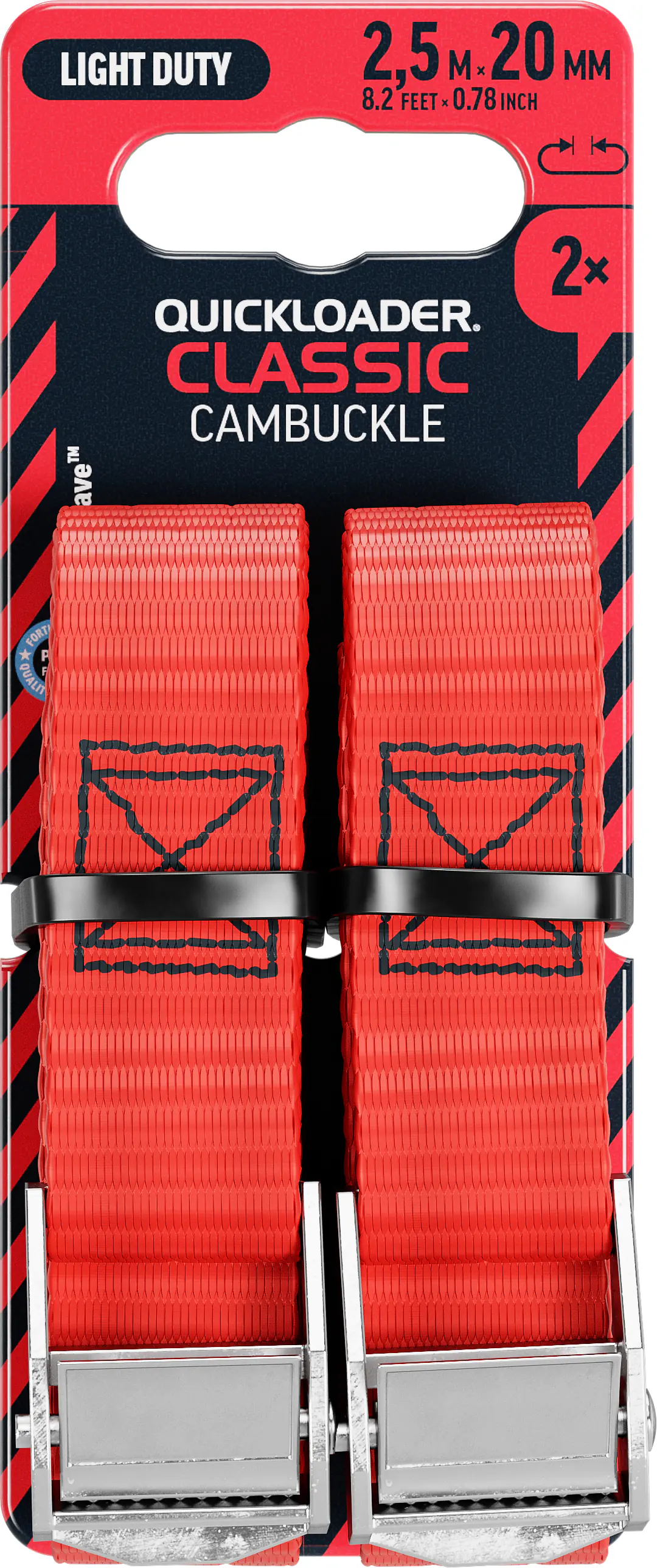 QUICKLOADER® Spanngurt Cambuckle 20 mm x 2,5 m 2 Stück rot