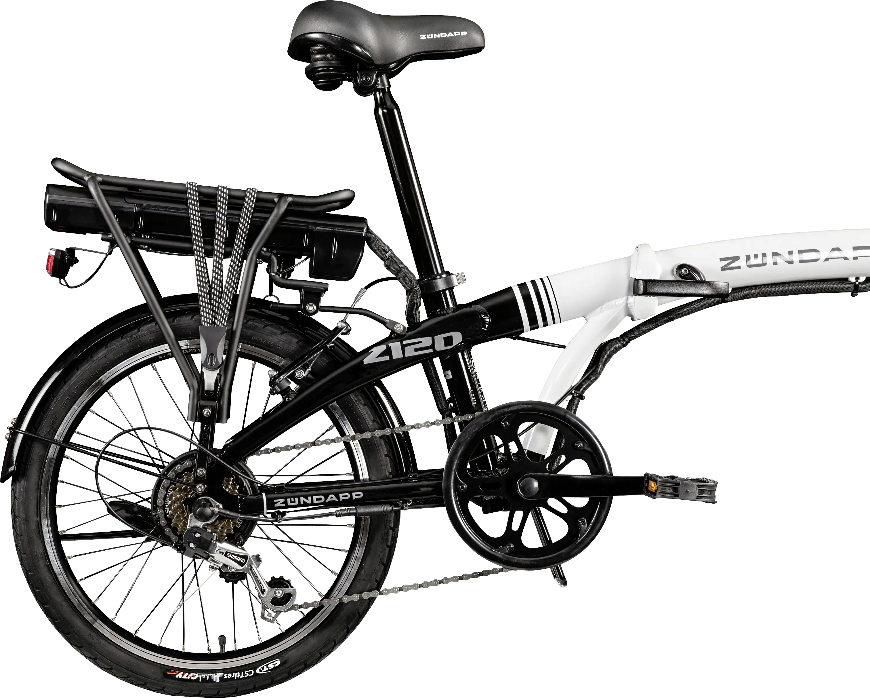 Zündapp E-Bike Faltrad Z120 20 Zoll RH 28cm 7-Gang 374,4 Wh schwarz weiß