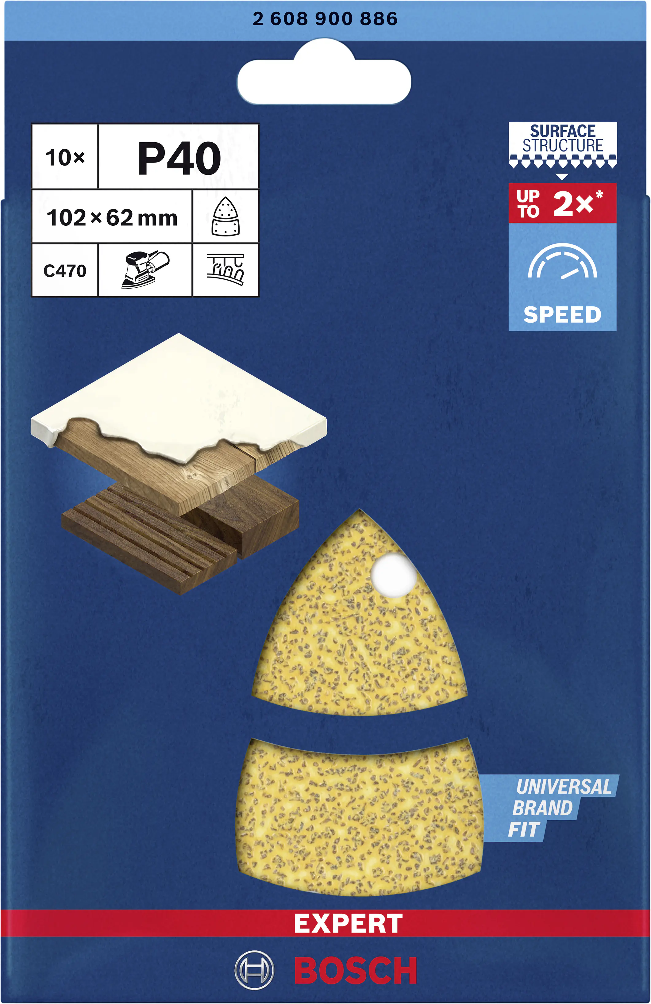 Bosch Expert Schleifpapier C470 102 x 62 mm G 40 10 Stück
