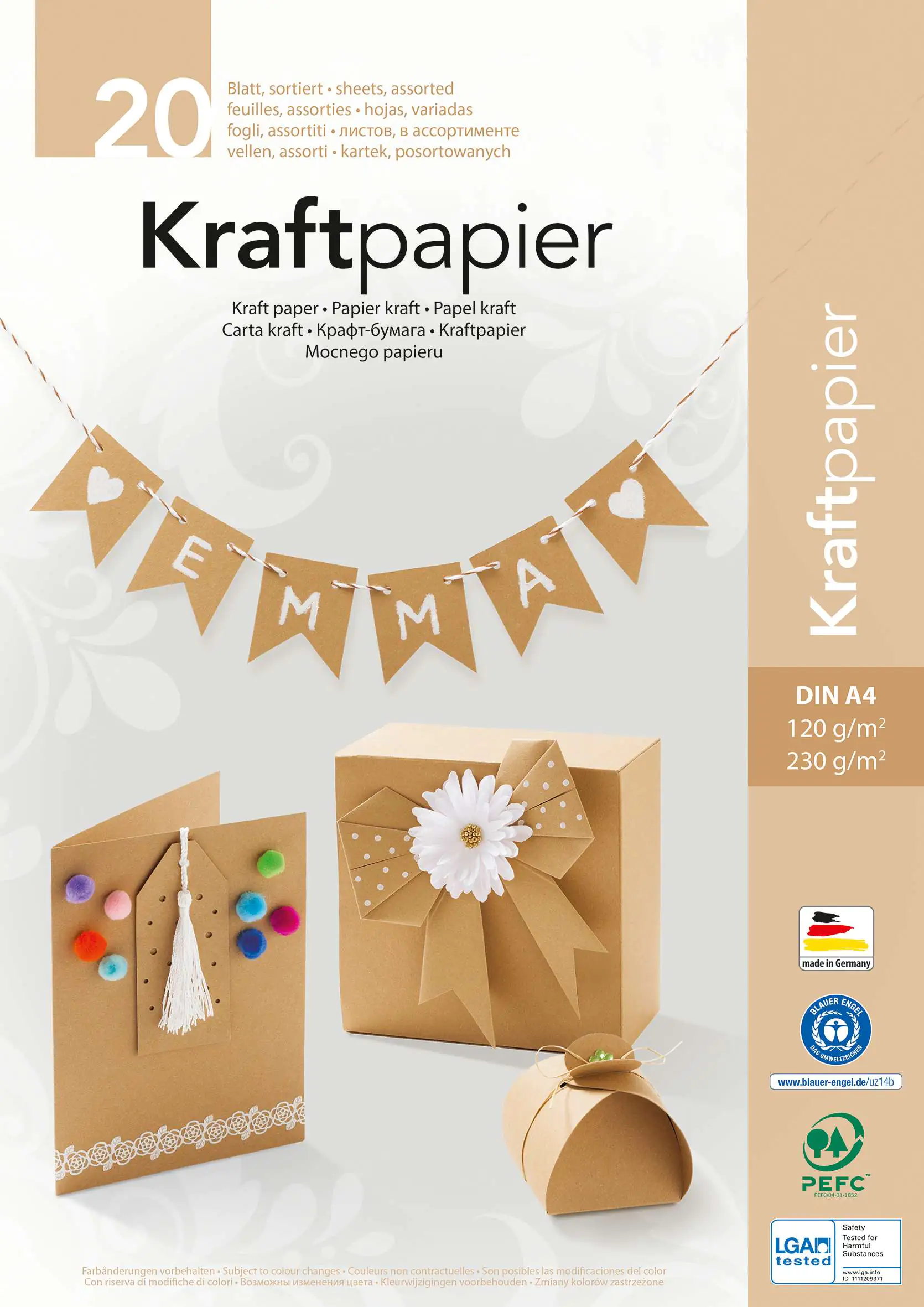 Kraftpapier Din A4, 20 Blatt