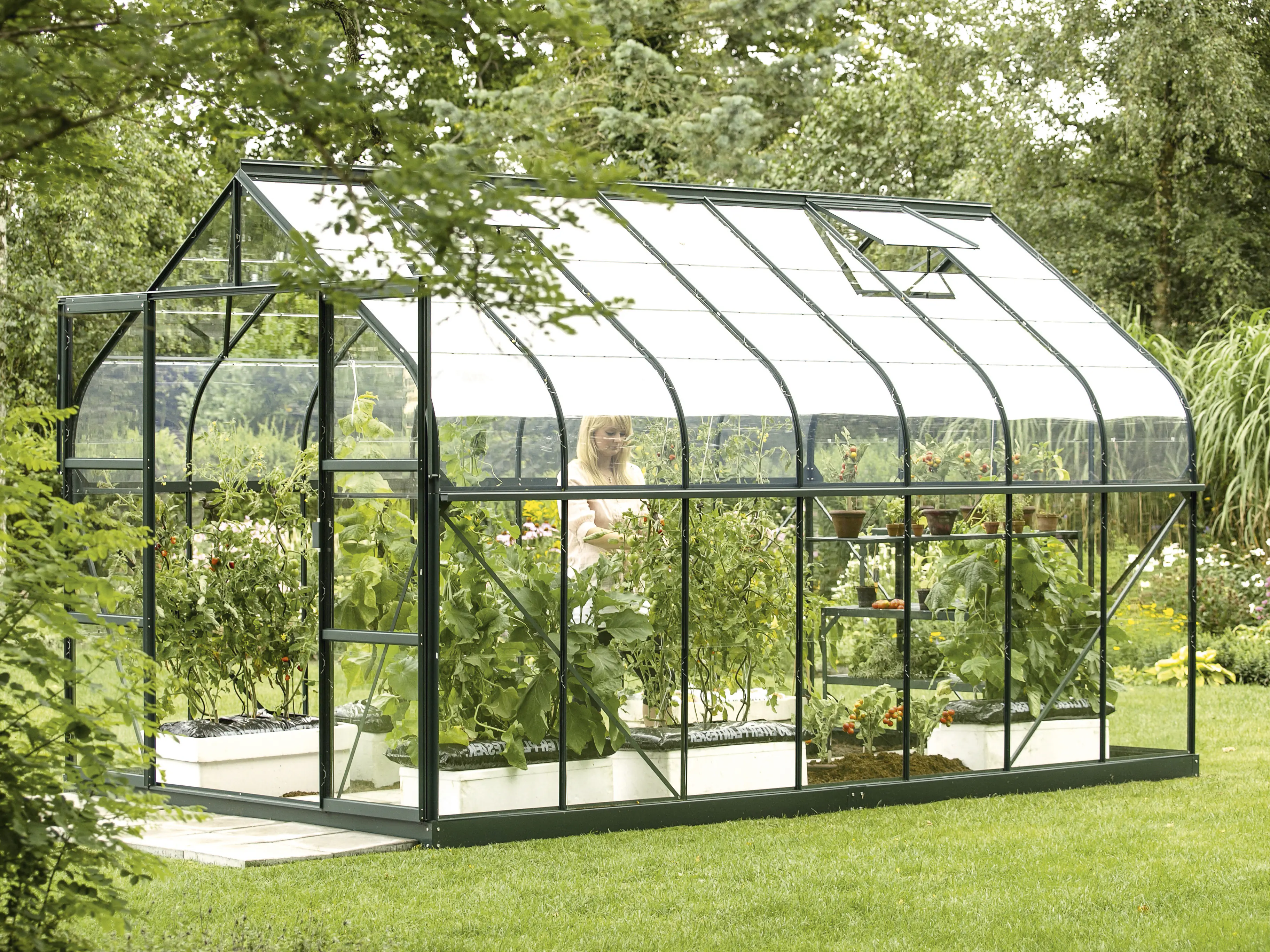 Vitavia Gewächshaus-Set-Set Dione 11500 ESG 3 mm smaragd 254 x 441 cm