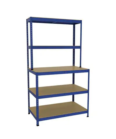 Werkstattsteckregal 180 x 100 x 30/60 cm 5 Holzböden 800 kg