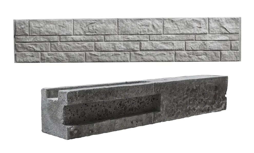 Betonzaun Erweiterungsset mit Eckpfosten Standard Fels 231 cm 