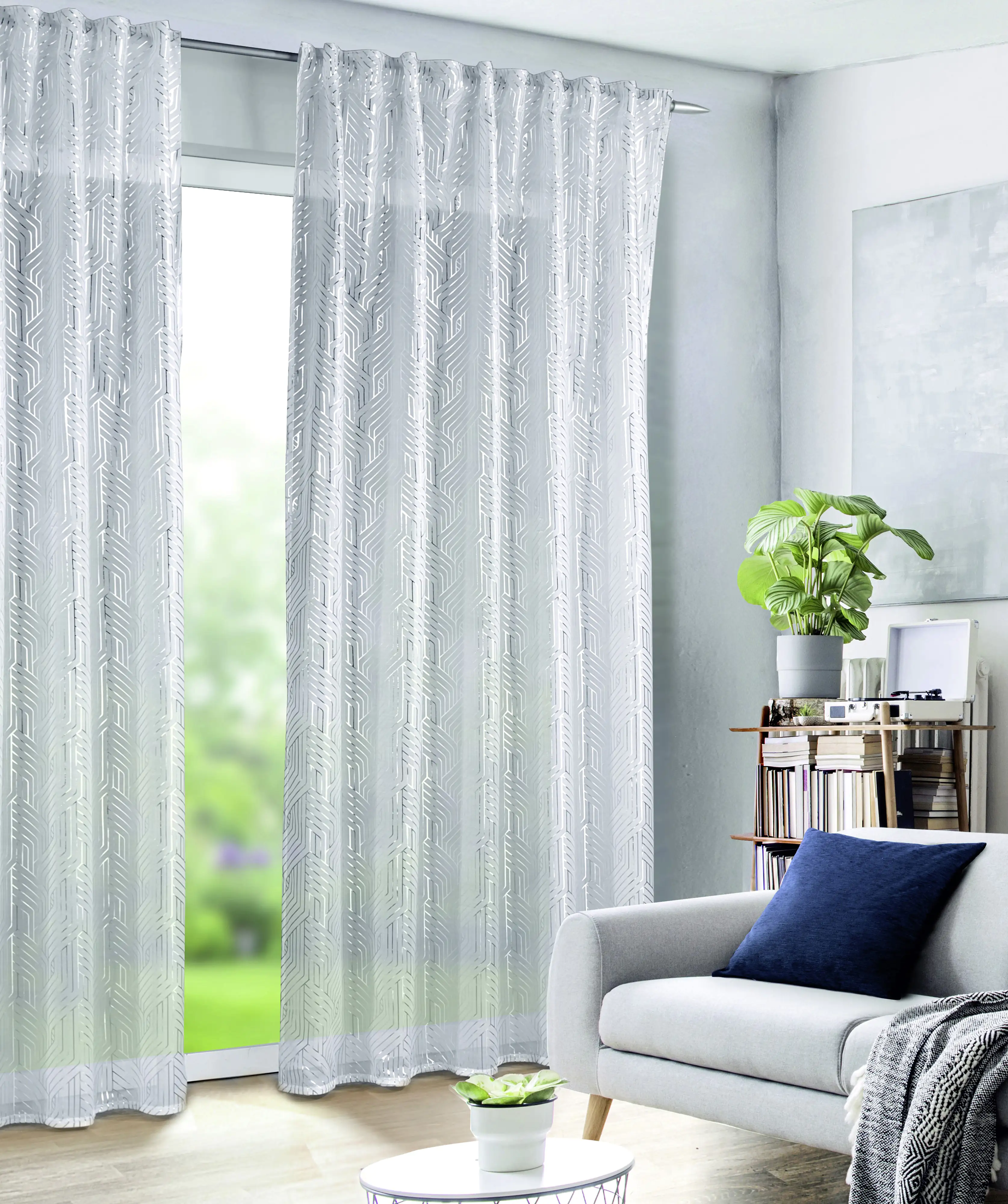 Neusser Collection Verdunklungsschal mit Gardinenband silber 135x245 cm