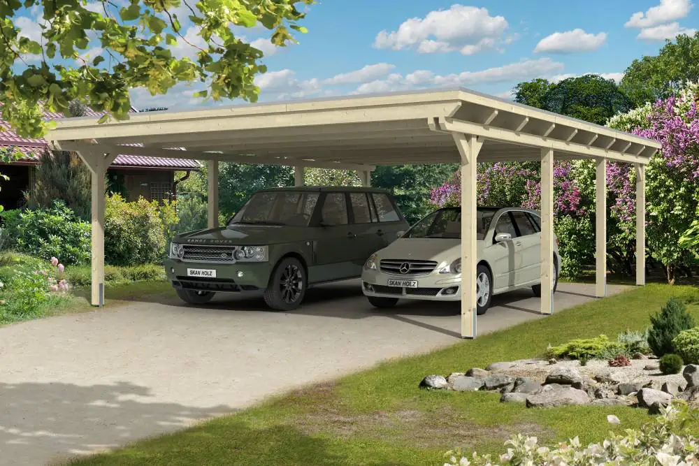 SKAN HOLZ Carport Emsland 613 x 846 cm mit Aluminiumdach, natur SKAN HOLZ Carport Emsland 613 x 846 cm mit Aluminiumdach, natur