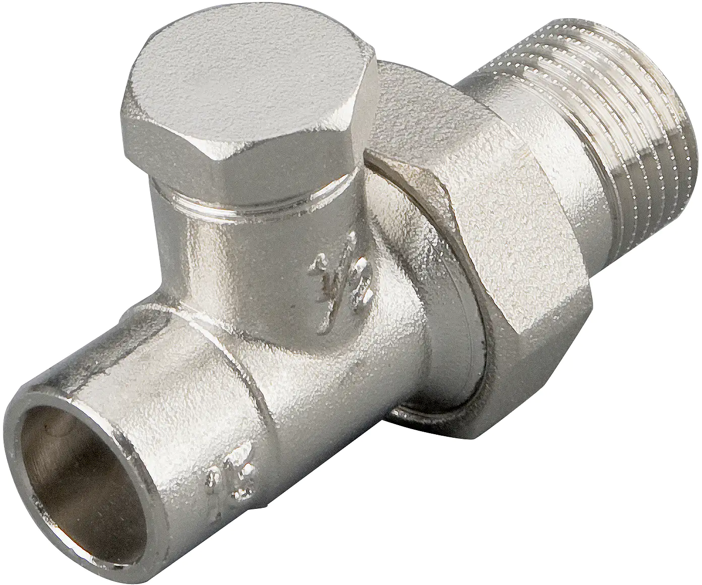 sanicomfort Heizkörperverschraubung 15 mm x 1/2", Durchgang, vernickelt