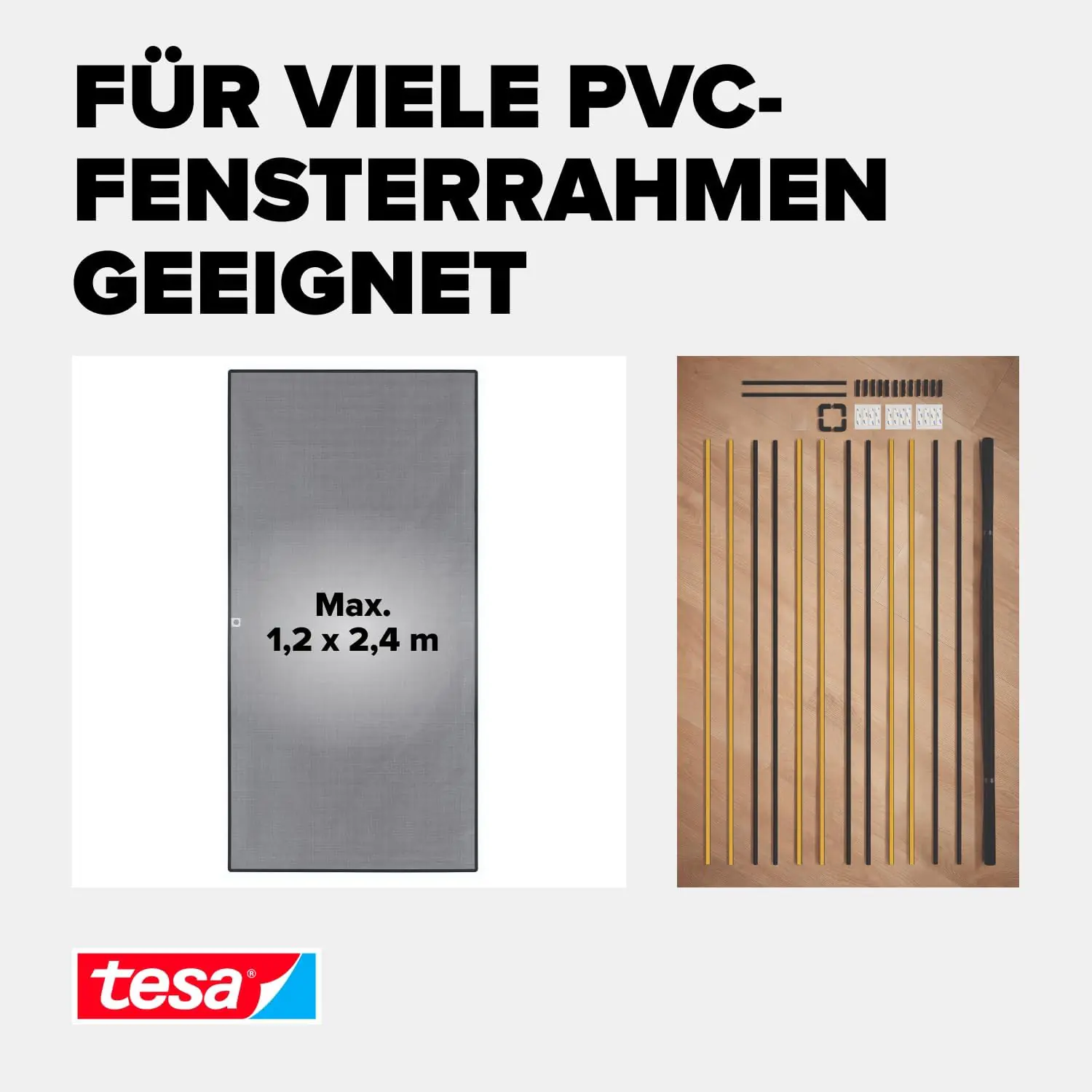 Tesa Insektenschutz Anklipsrahmen für Fenster 120 x 240 cm