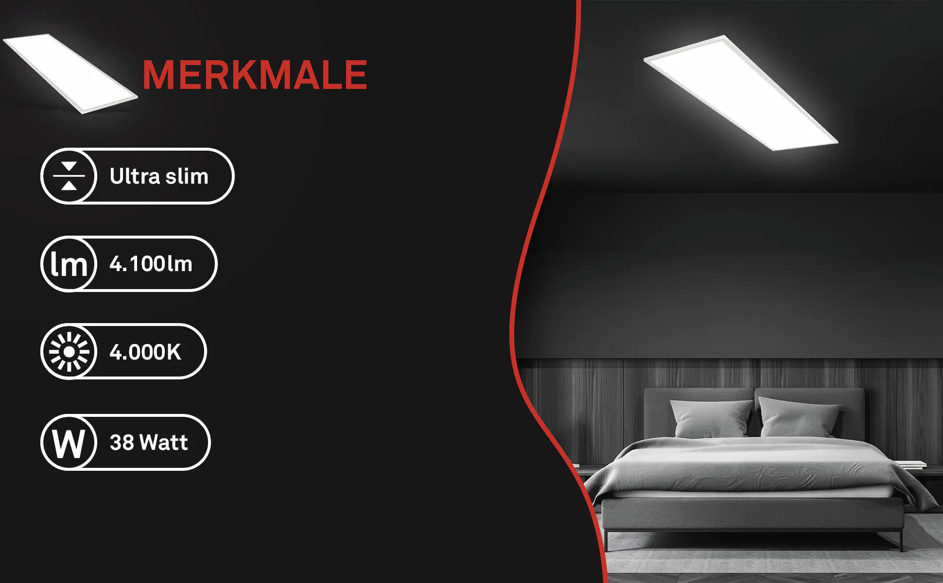 Briloner LED-Panelleuchte Simple ultrafach 119,5 x 29,5 cm weiß neutralweiß