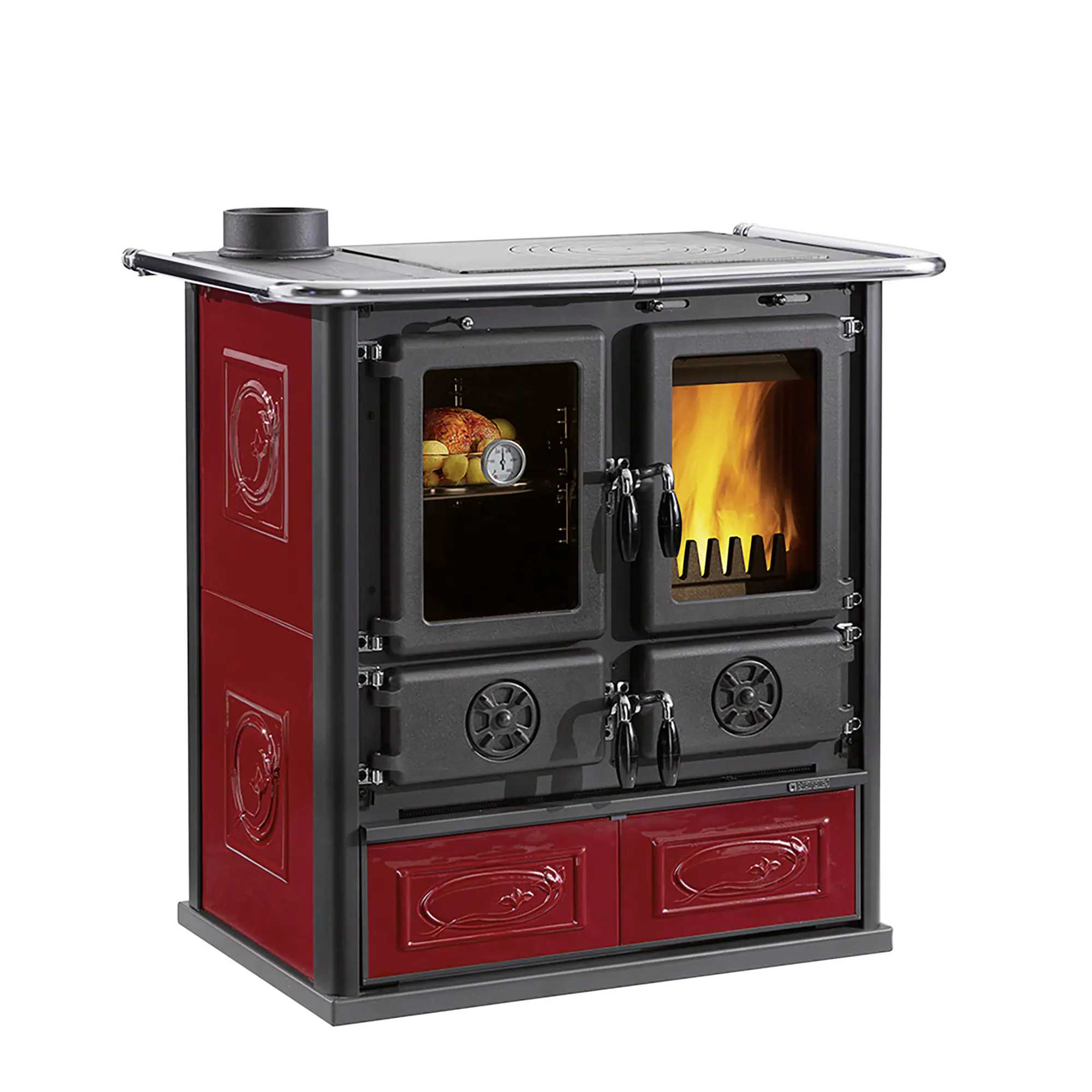 LaNordica Küchenherd ROSETTA Sinistra Kachelverkleidung bordeaux 72 kW