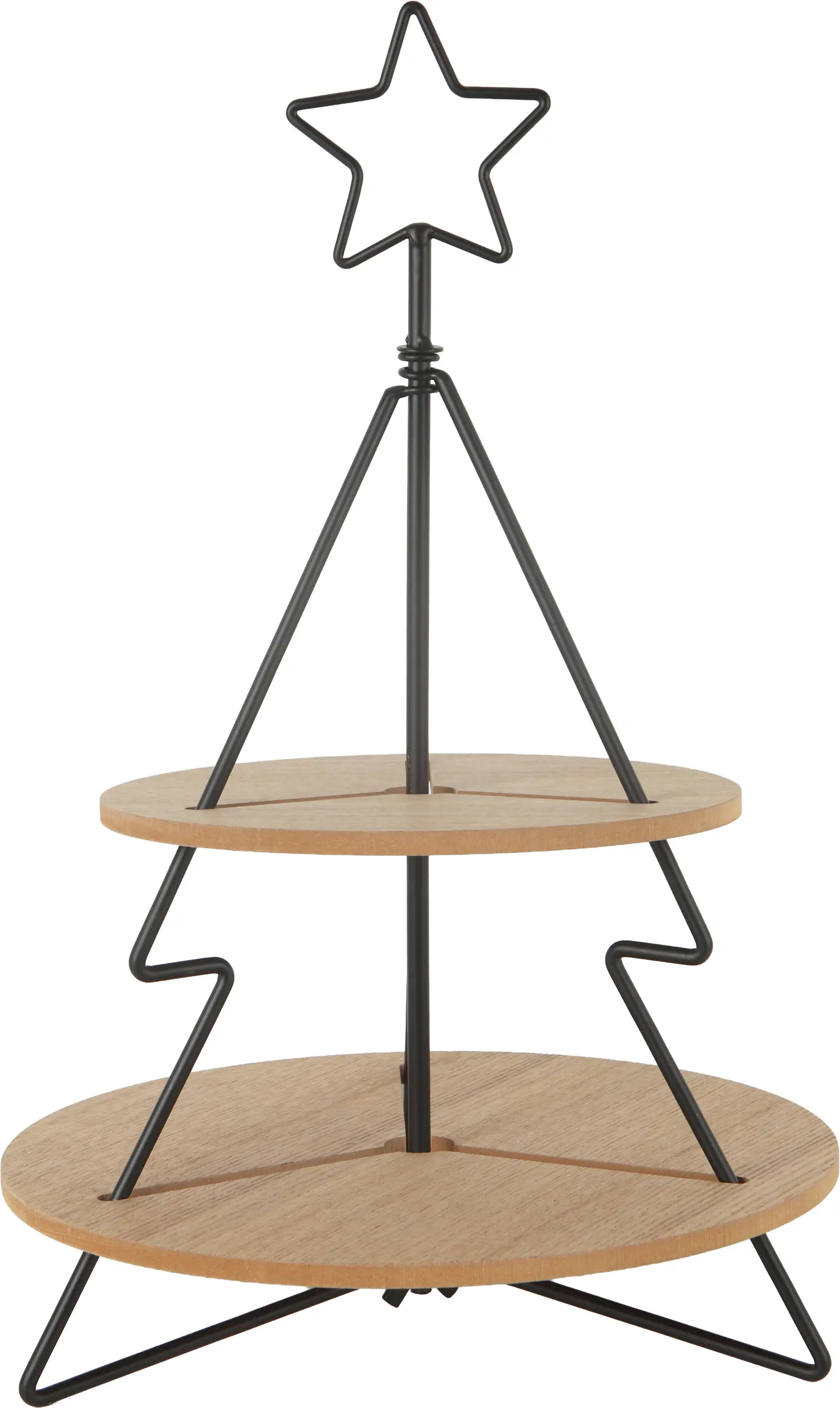 TrendLine Deko Etagere Holz Ø 29,7 x 46 cm braun/schwarz