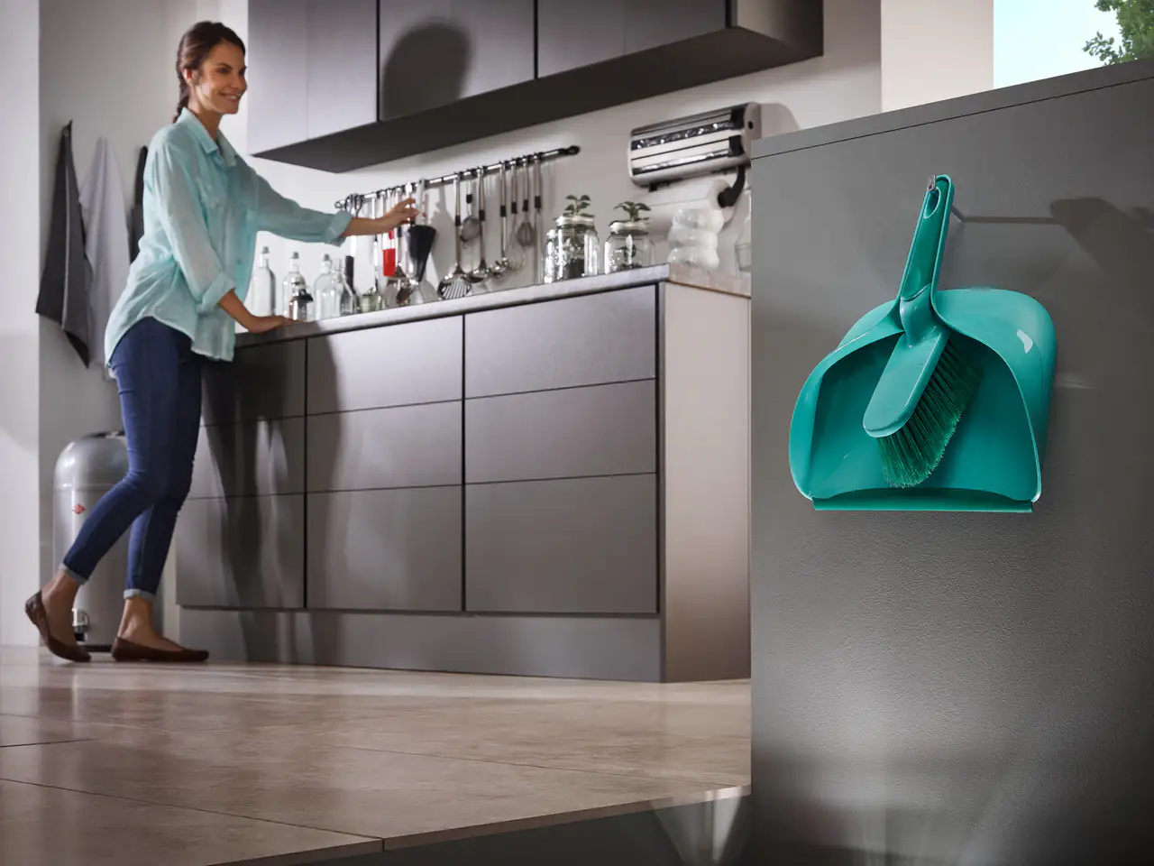 Leifheit Handkehrset große Schaufel mit Handfeger