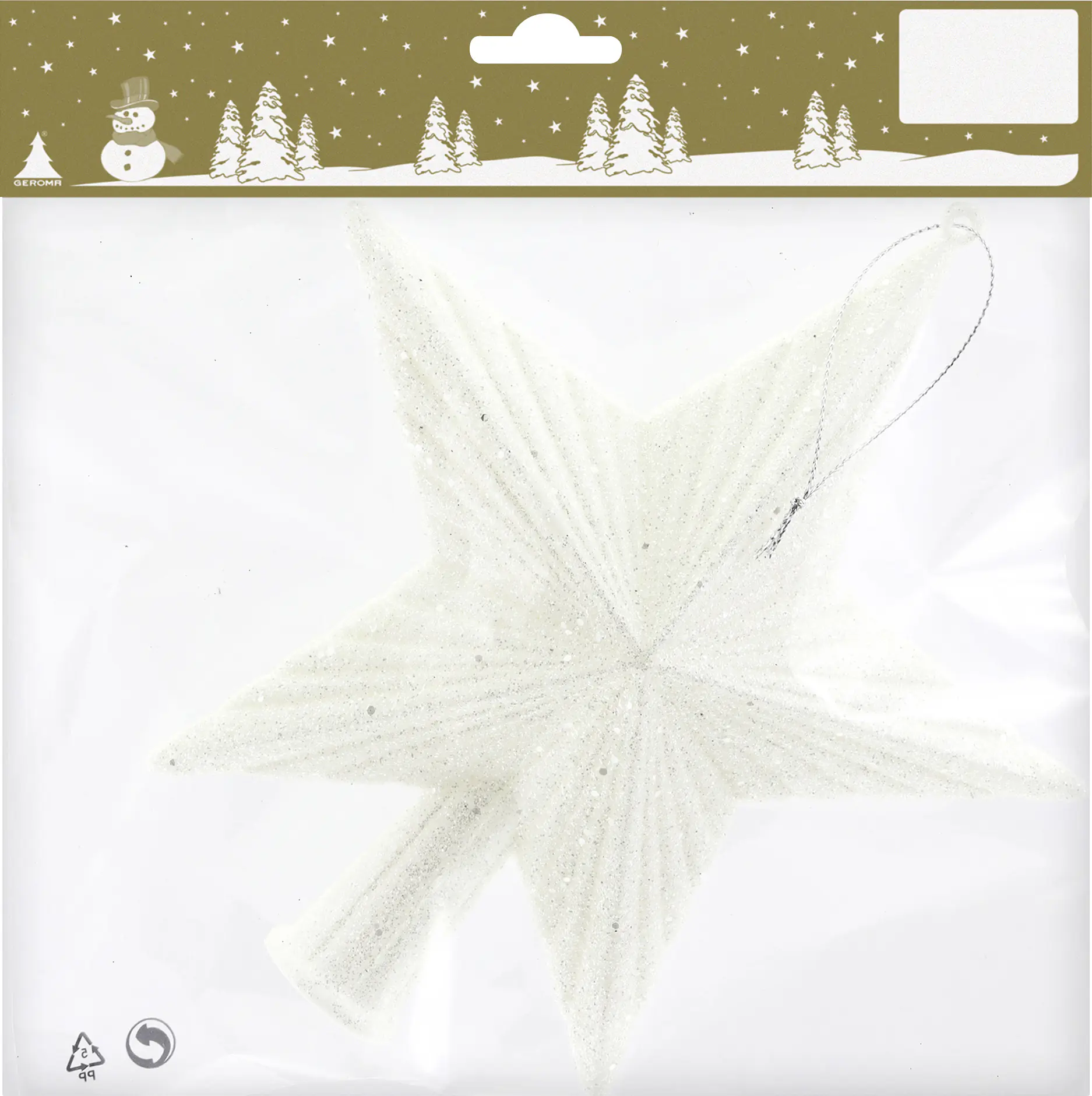 Baumspitze Stern Kunststoff 18 x 19 cm weiß 