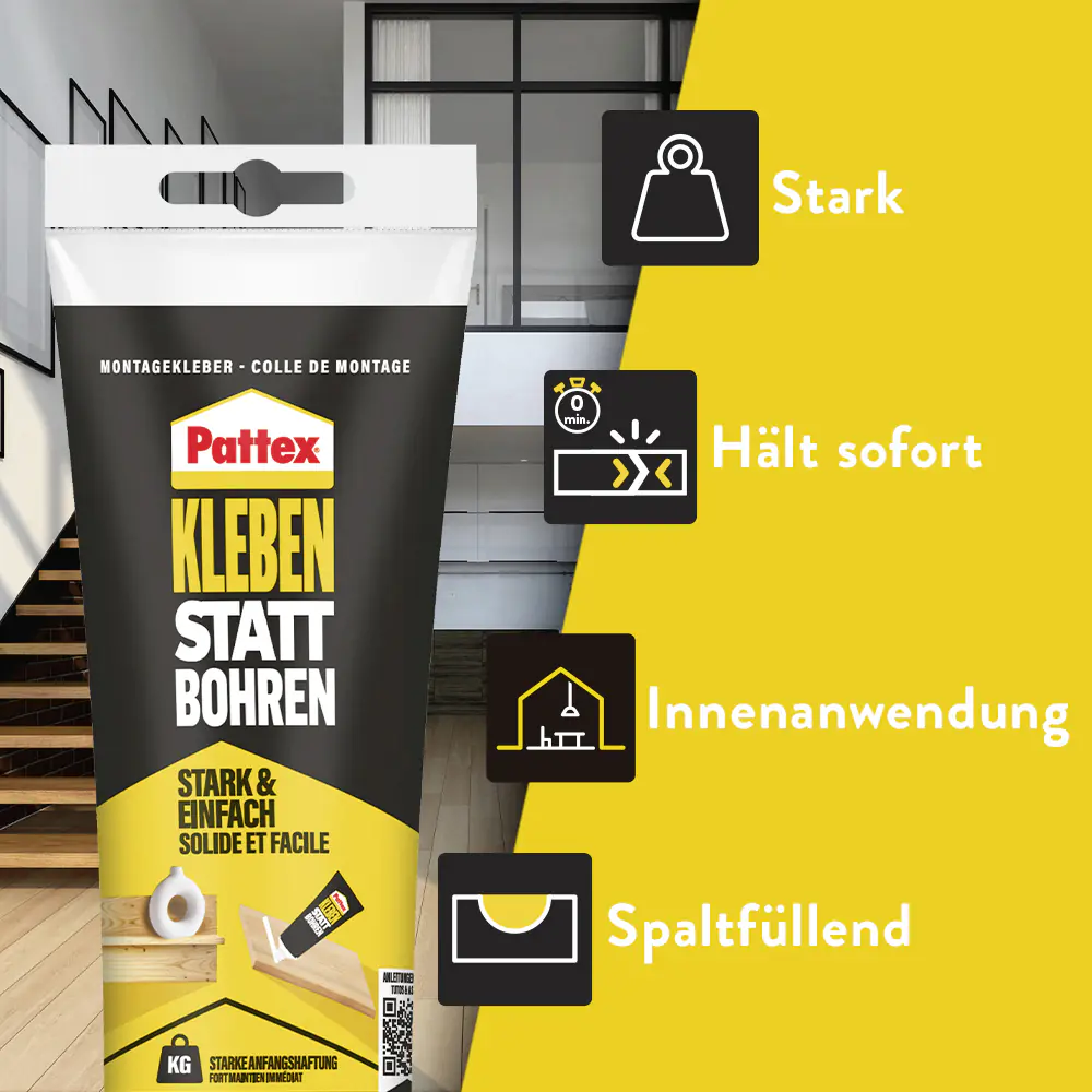 Pattex Kleben statt Bohren Montagekleber 250 g Tube, weiß