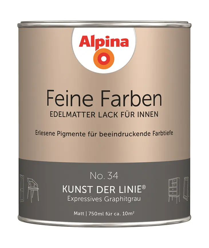 Alpina Feine Farben Lack No. 34 Kunst der Linie - graphitgrau 750 ml