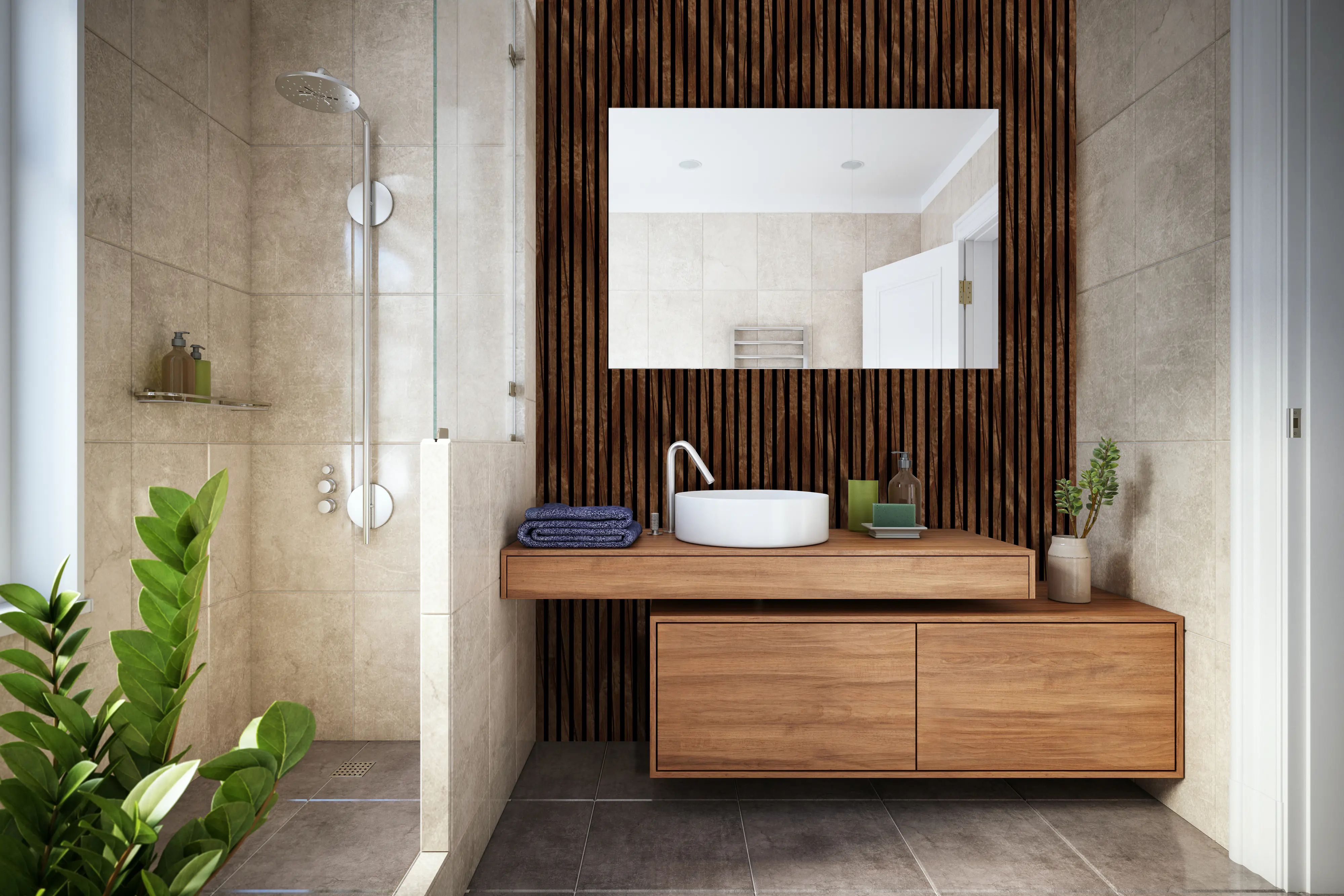 Neuhofer Akustikpaneel Eiche foliert 240 x 57,2 x 1,9 cm braun rustikal