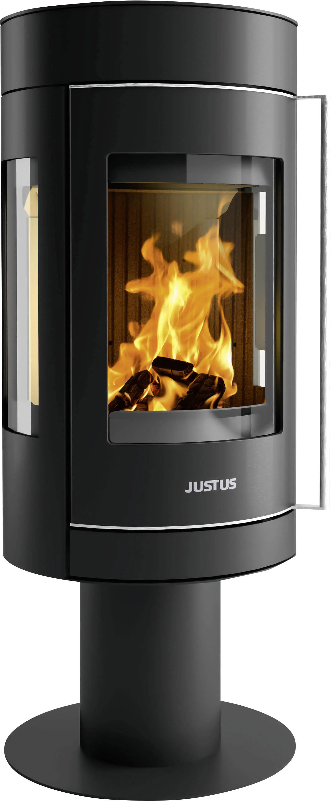 Justus Kaminofen Meva Stahl schwarz mit Abdeckplatte Guss schwarz 5,5 kW