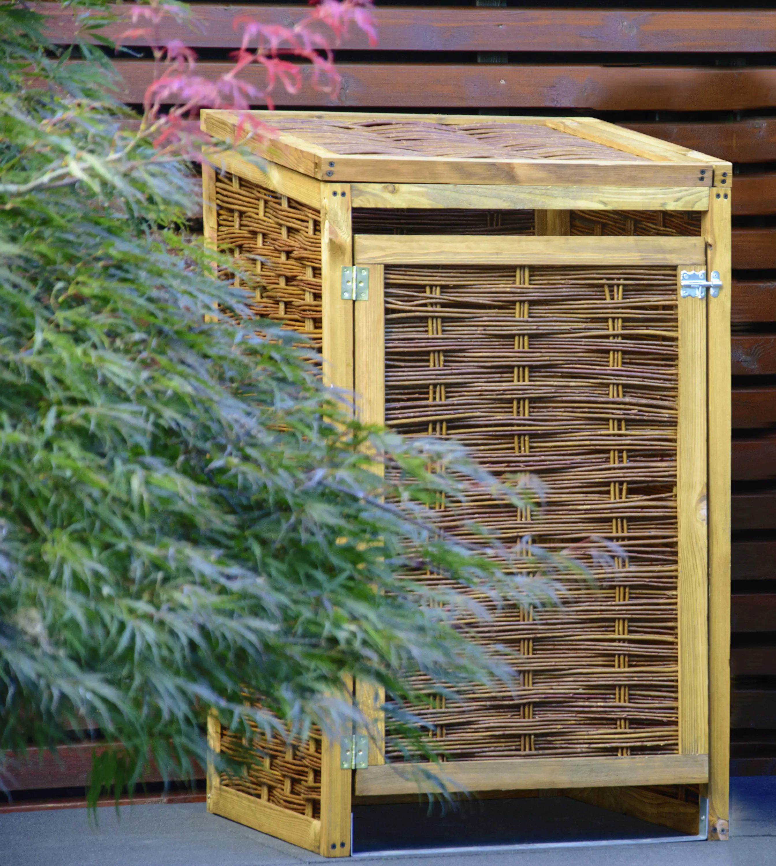 Dobar Mülltonnenbox Weide ungeschält 60 x 80 x 115cm