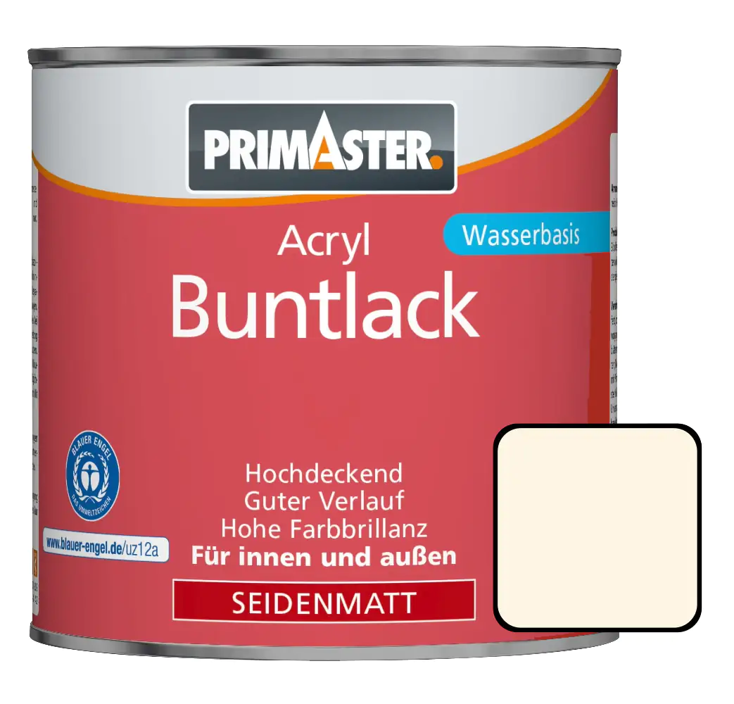 Primaster Acryl Buntlack RAL 9001 125 ml cremeweiß seidenmatt