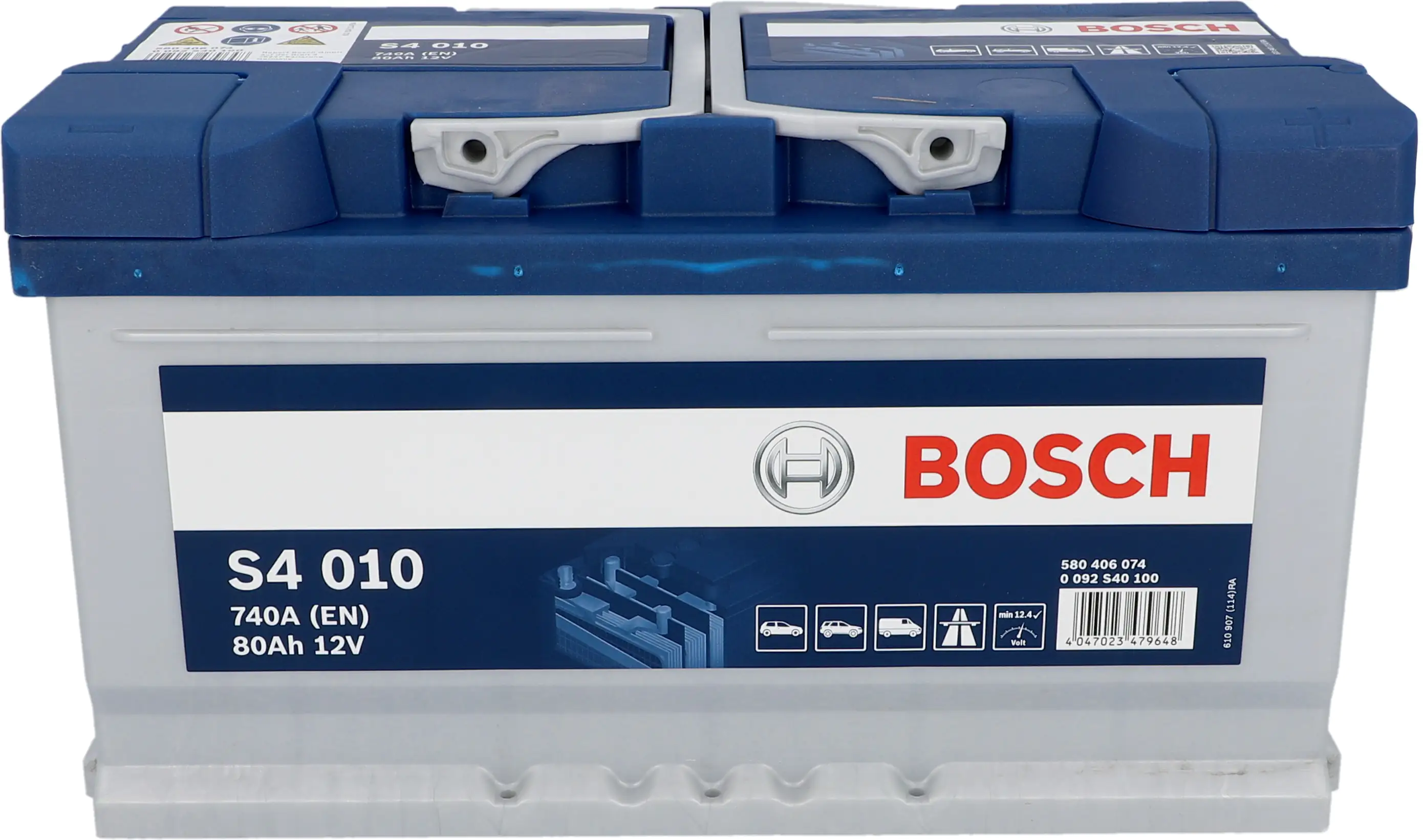 Bosch Starterbatterie S4 80Ah 740A Maße: 315x175x175mm (LxBxH) Bosch Starterbatterie S4 80Ah 740A Maße: 315x175x175mm (LxBxH)