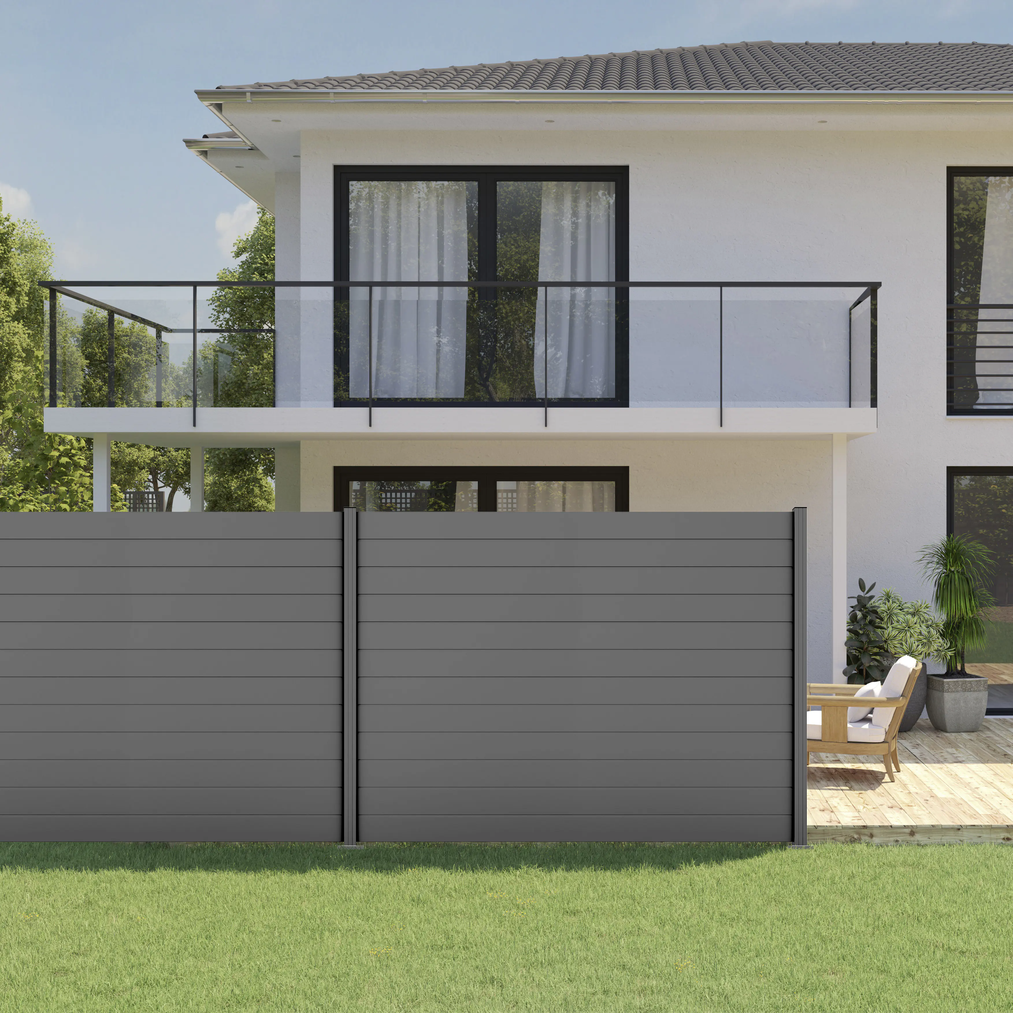 Ambiente Alu-Zaun Erweiterungsset Paneel 150 grau 187 x 244,2 cm 