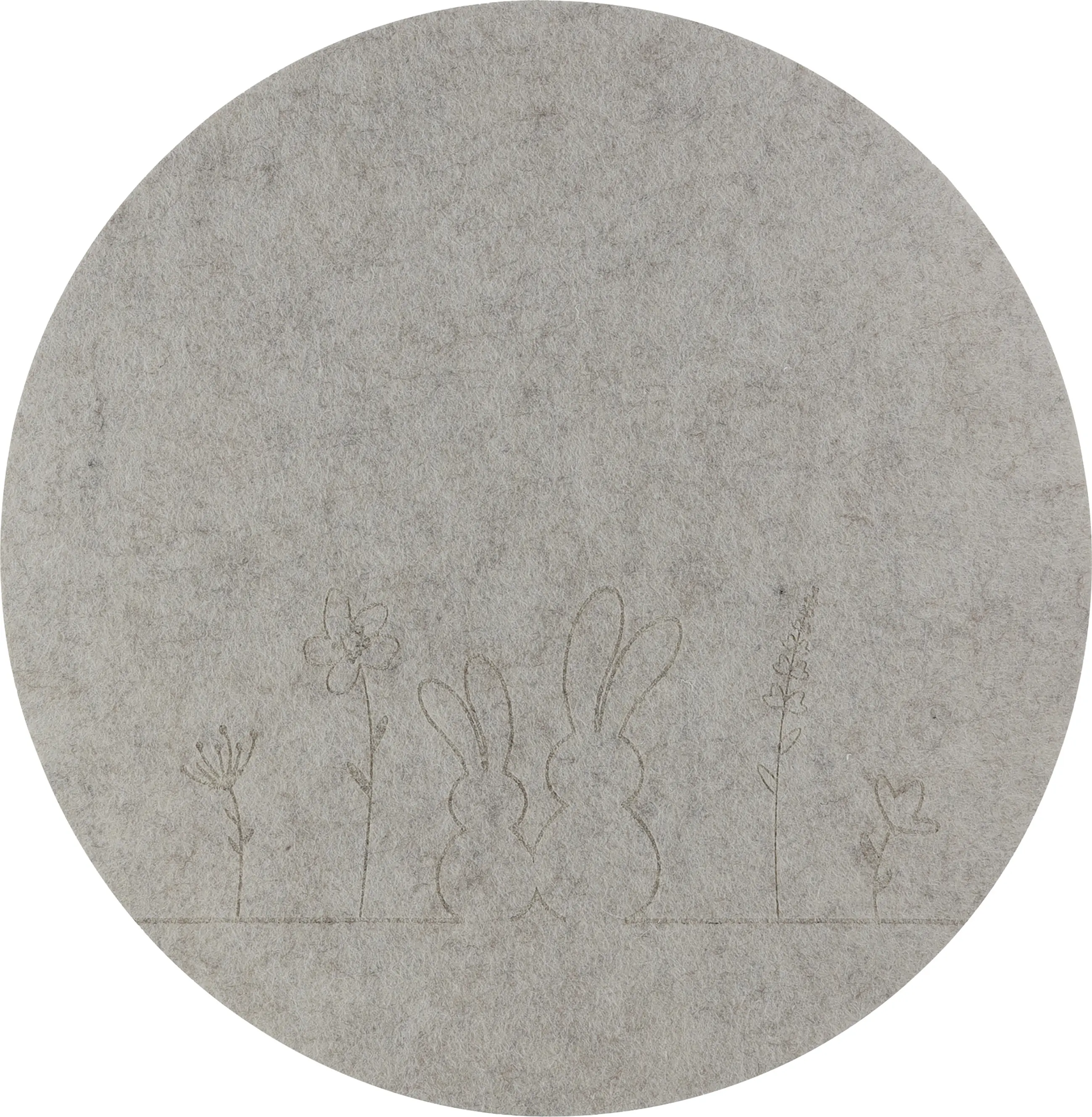 Deko-Untersetzer Tisch Hasenmotiv aus Filz Ø 33 cm hellbraun 1 Stk.