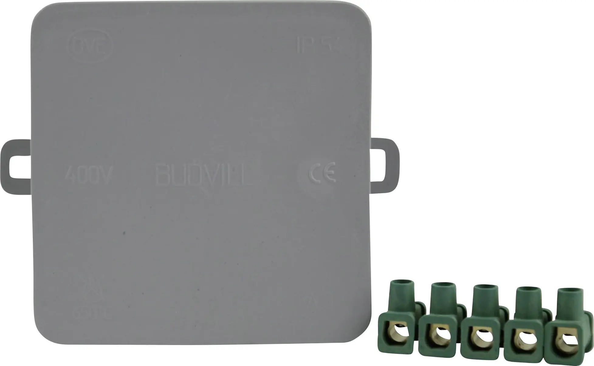 Abzweigkasten Aufputz, IP 54, mit Dosenklemme, 85 x 85 x 40 mm, grau Abzweigkasten Aufputz, IP 54, mit Dosenklemme, 85 x 85 x 40 mm, grau