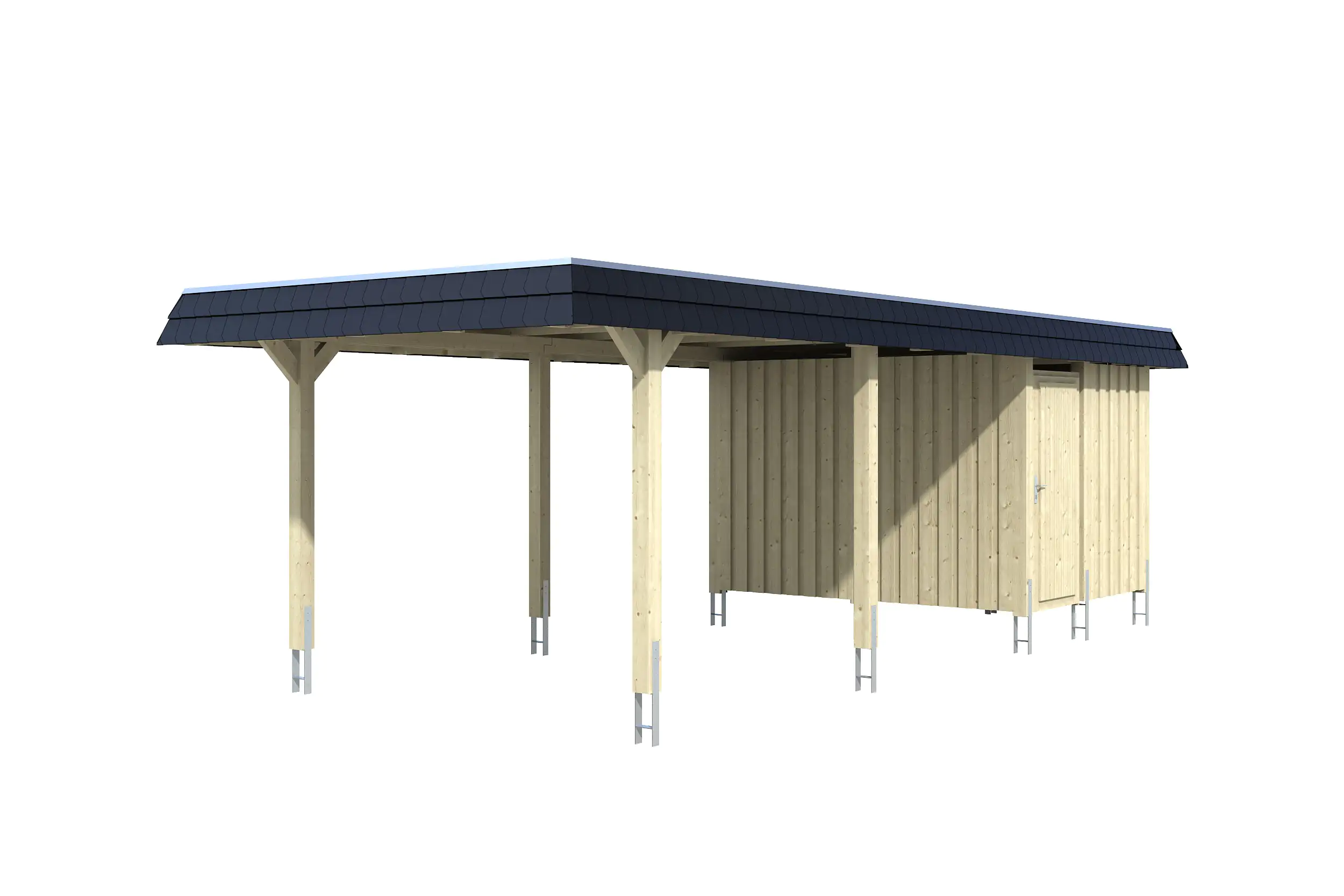 SKAN HOLZ Carport Wendland mit Abstellraum 362 x 870 cm mit Aluminiumdach