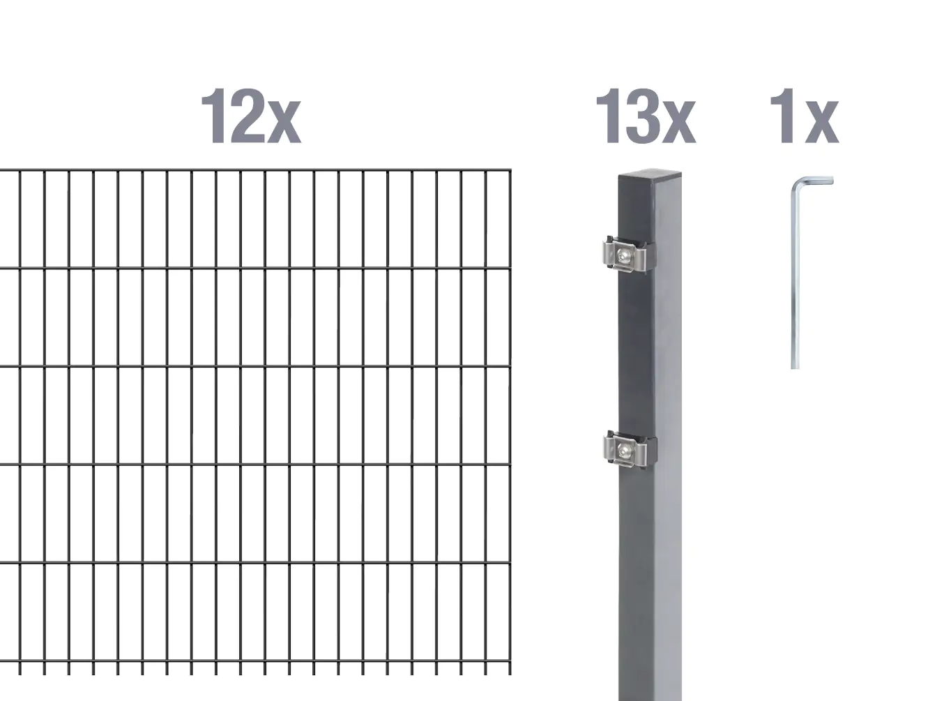 Alberts Doppelstabmatten-Grundset 24 m 200 x 140 cm 6/5/6 anthrazit Alberts Doppelstabmatten-Grundset 24 m 200 x 140 cm 6/5/6 anthrazit