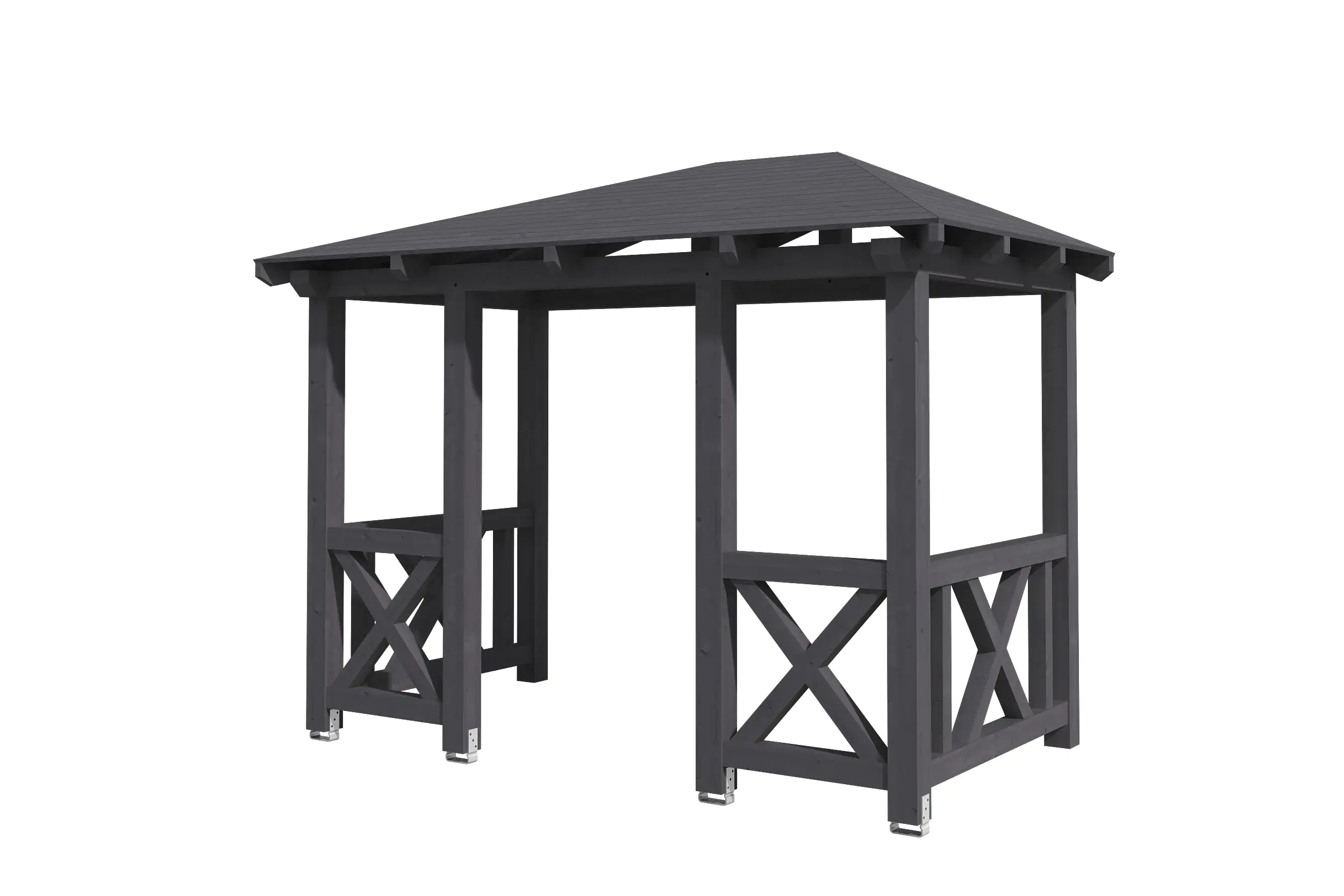 4018211029662 SKAN HOLZ Vordach Wismar Typ 7 351 x 187 cm, lasiert in Schiefergrau