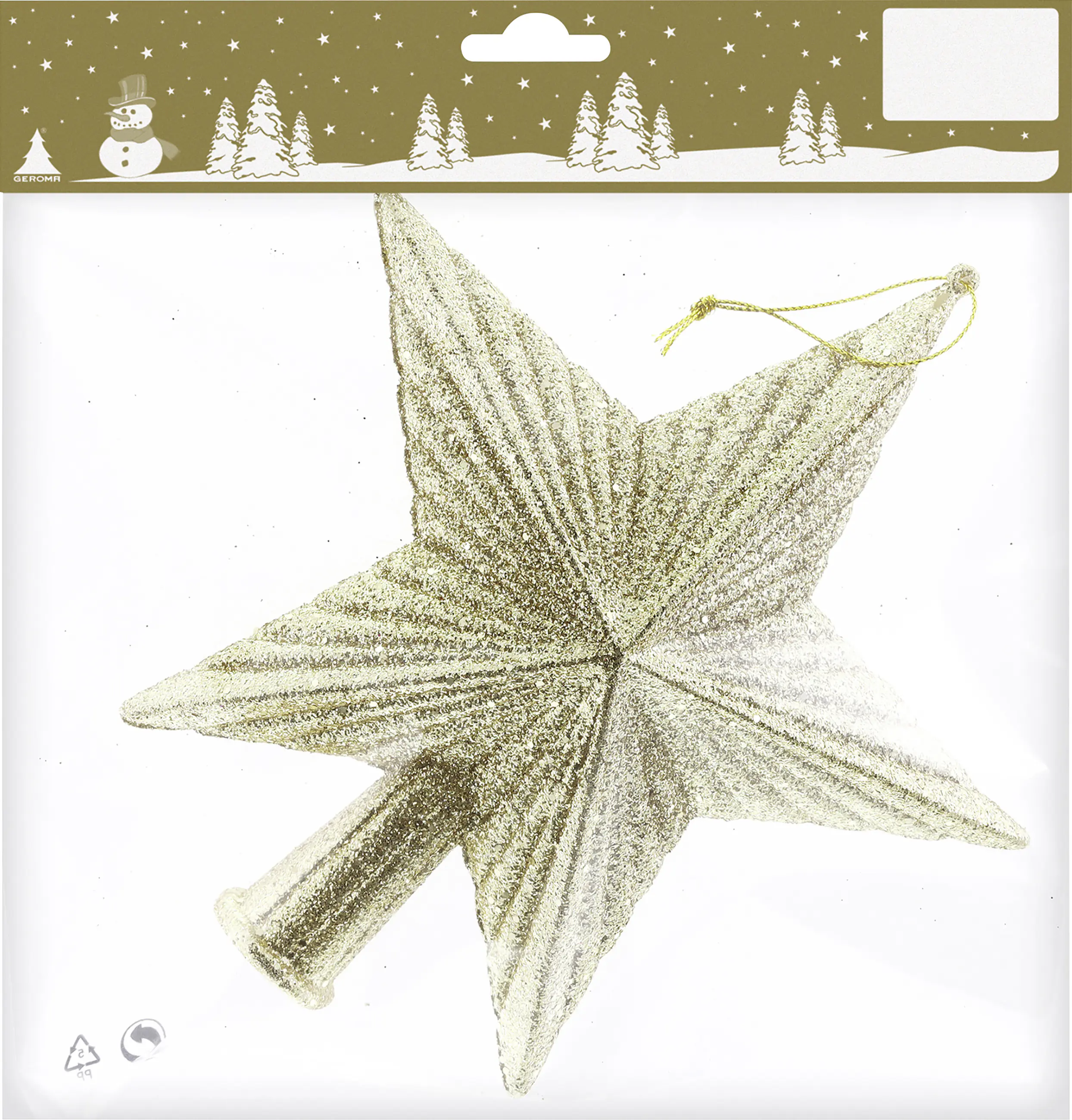 Baumspitze Stern Kunststoff 18 x 19 cm gold 