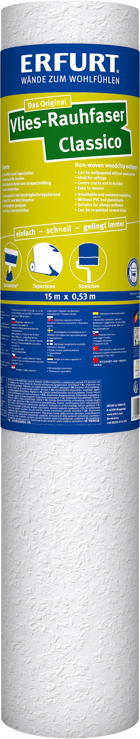 Erfurt Vlies-Rauhfaser Classico weiß 15 x 0,53 m