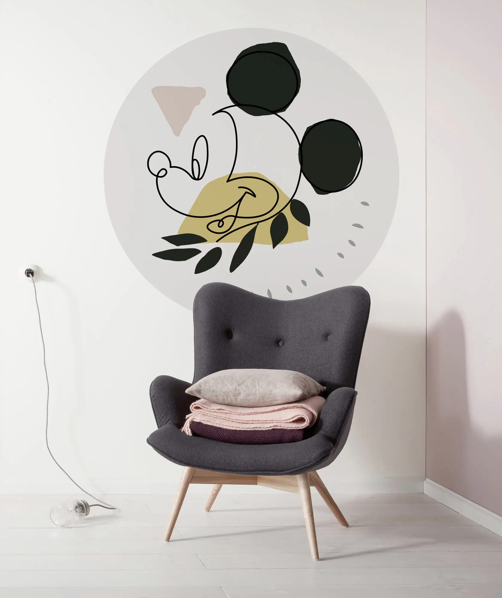 Komar Vlies Fototapete Dot Mickey Modern Art Ø 128 cm selbstklebend
