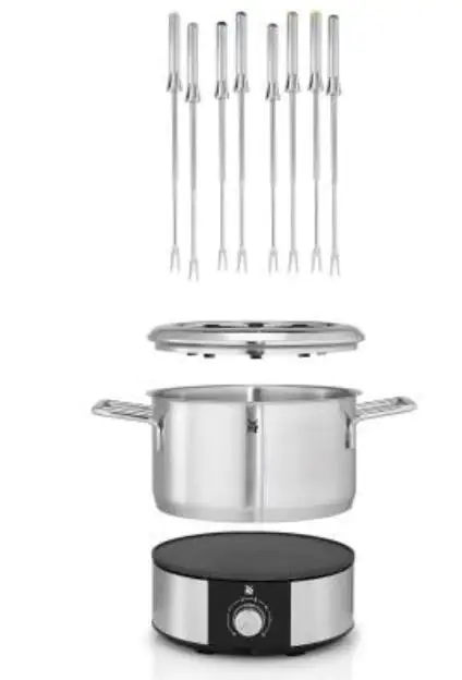 WMF Fondue Lono Chromargan 1,5 L Topf, 8 Fondue Gabeln