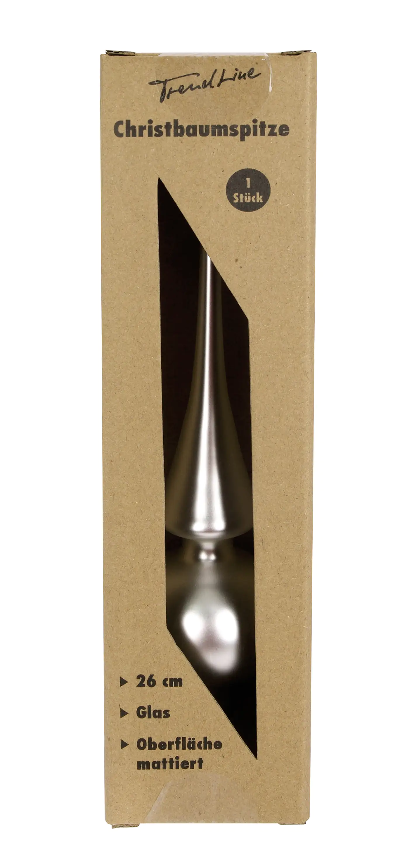 TrendLine Christbaumspitze aus Glas 26 cm silber mattiert TrendLine Christbaumspitze aus Glas 26 cm silber mattiert