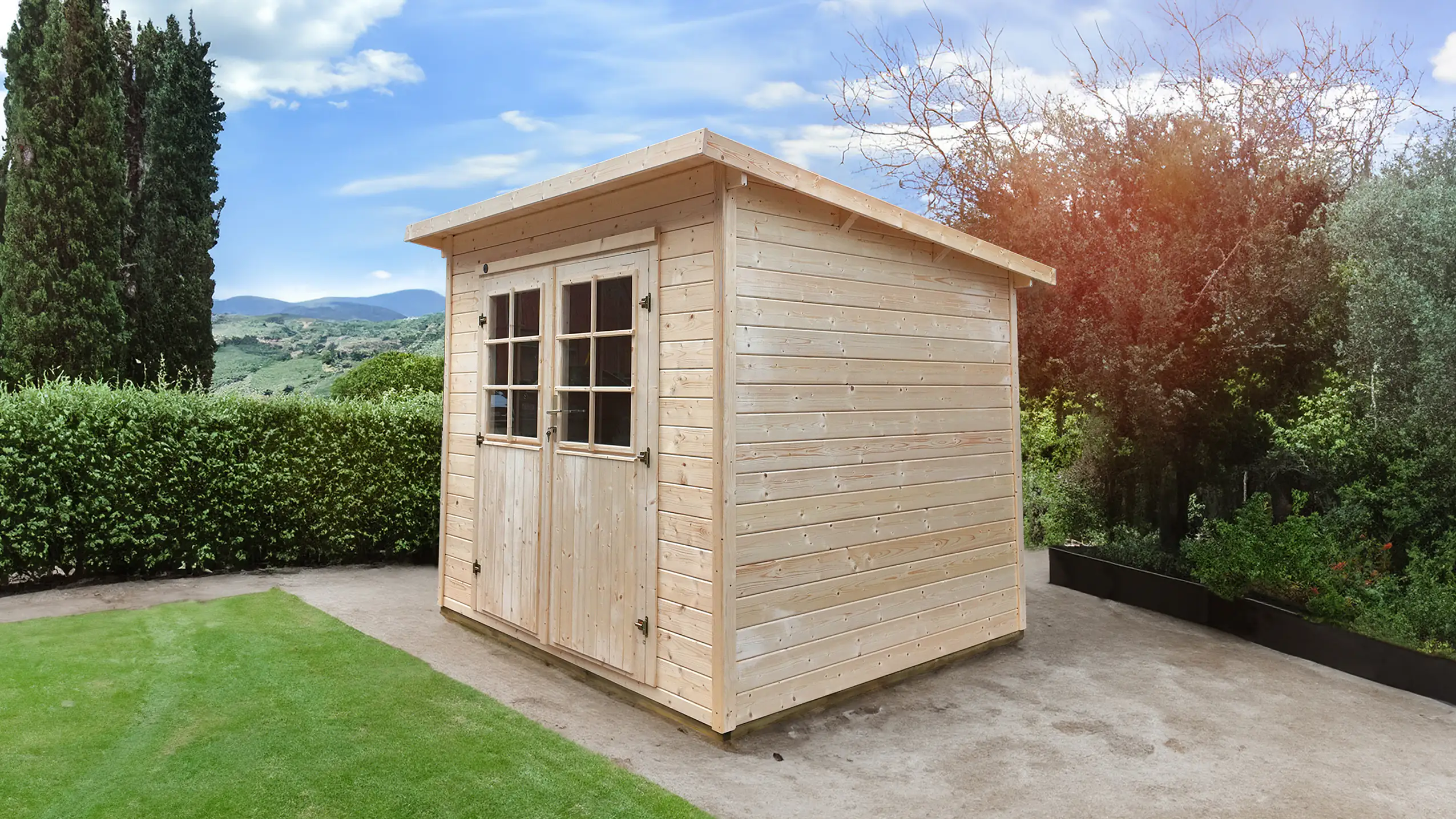 Weka Gartenhaus Mina 254 x 250 cm natur mit Fußboden