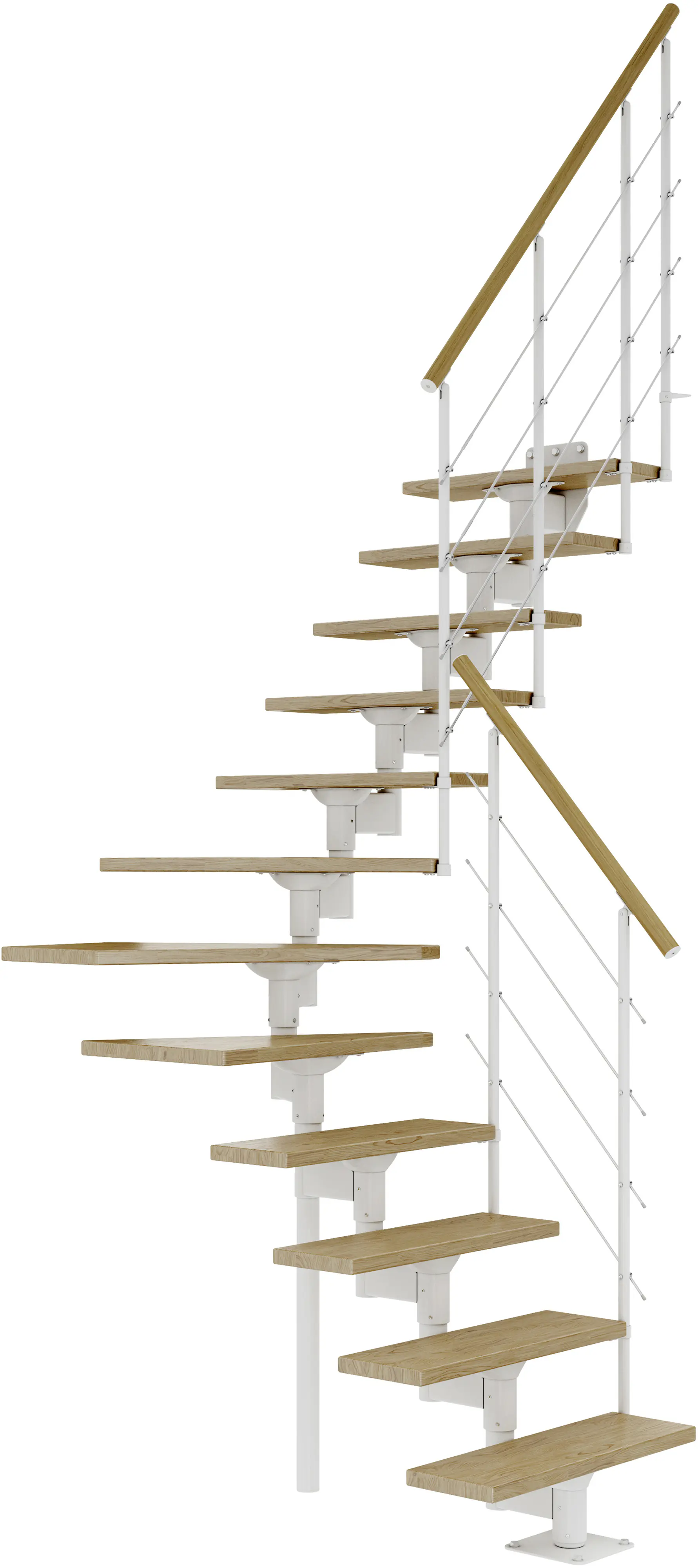 Dolle Mittelholmtreppe Boston 1/4gew. weiß 11 Stufen Eiche