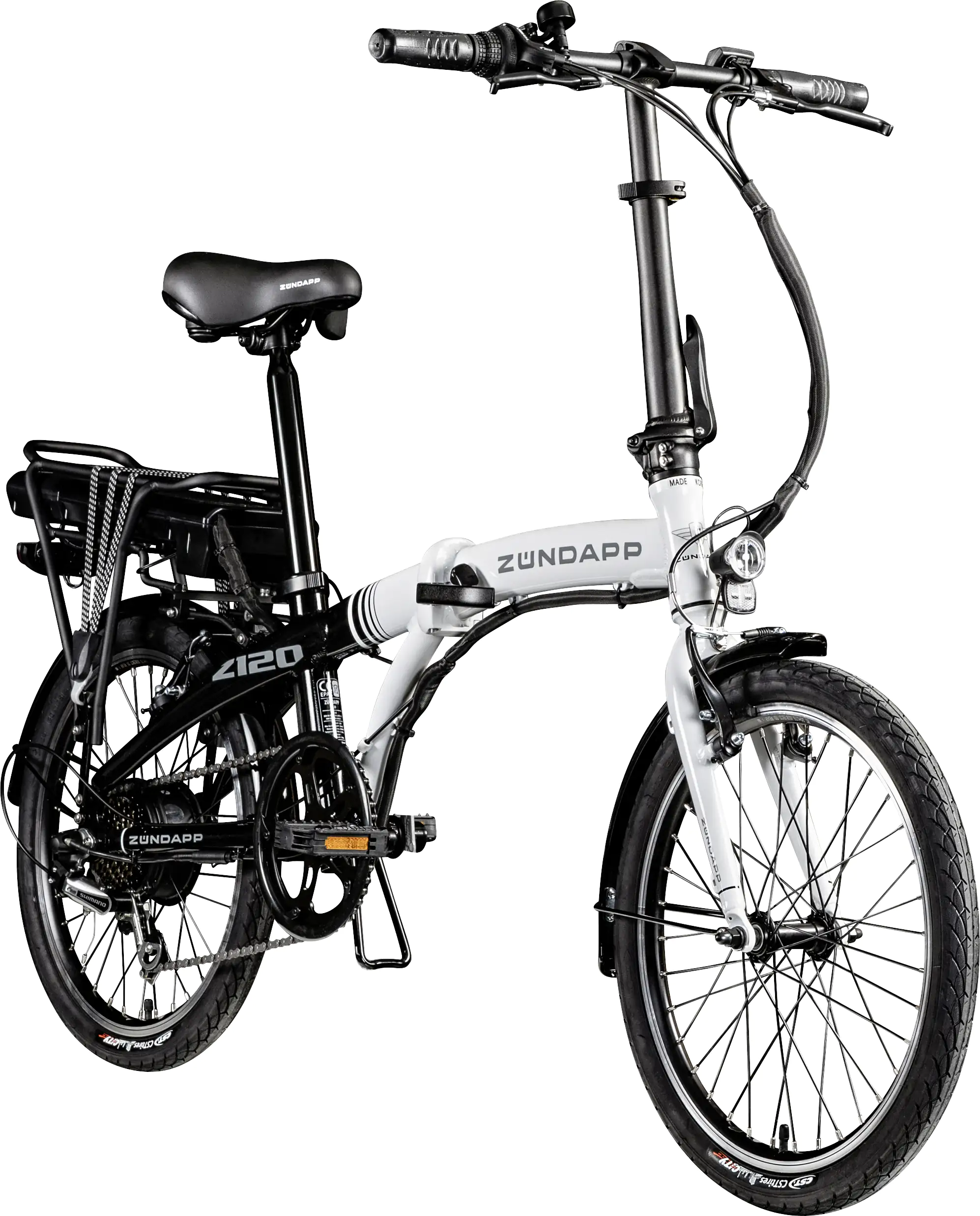 Zündapp E-Bike Faltrad Z120 20 Zoll RH 28cm 7-Gang 374,4 Wh schwarz weiß