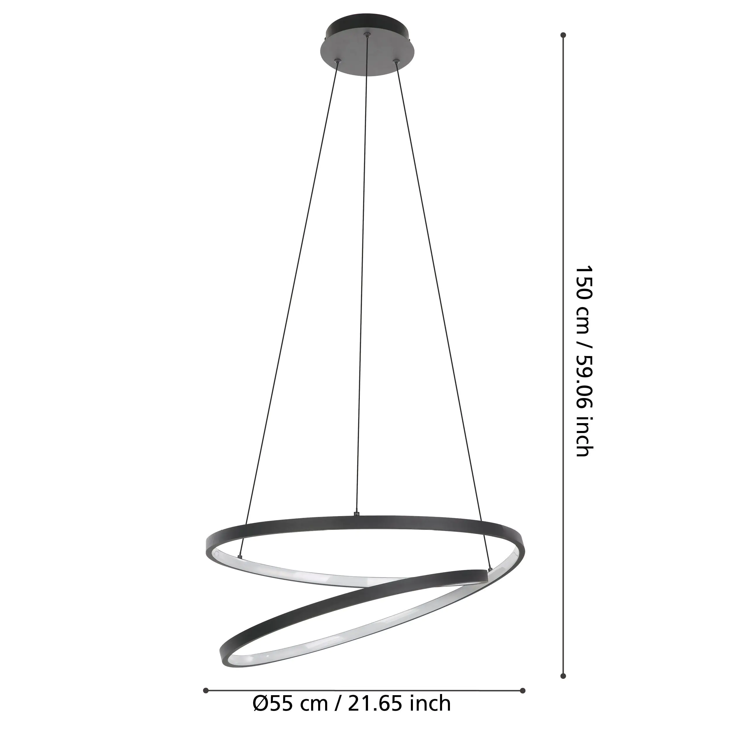 Eglo LED Pendelleuchte Ruotale schwarz weiß 55 x 150 cm  Eglo LED Pendelleuchte Ruotale schwarz weiß 55 x 150 cm