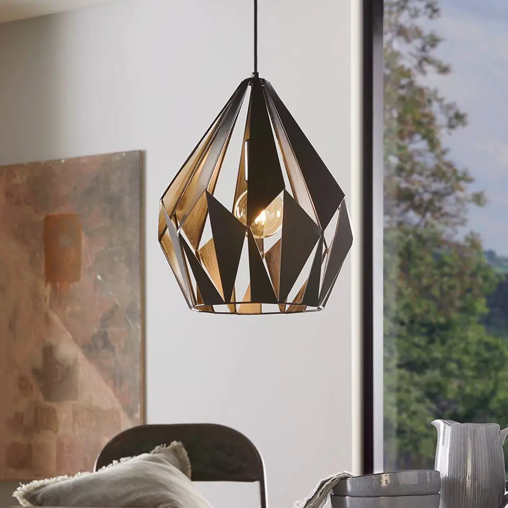 Eglo Pendelleuchte Carlton 1 schwarz-silber Ø 31 cm E27, max. 60 W Eglo Pendelleuchte Carlton 1 schwarz-silber Ø 31 cm E27, max. 60 W
