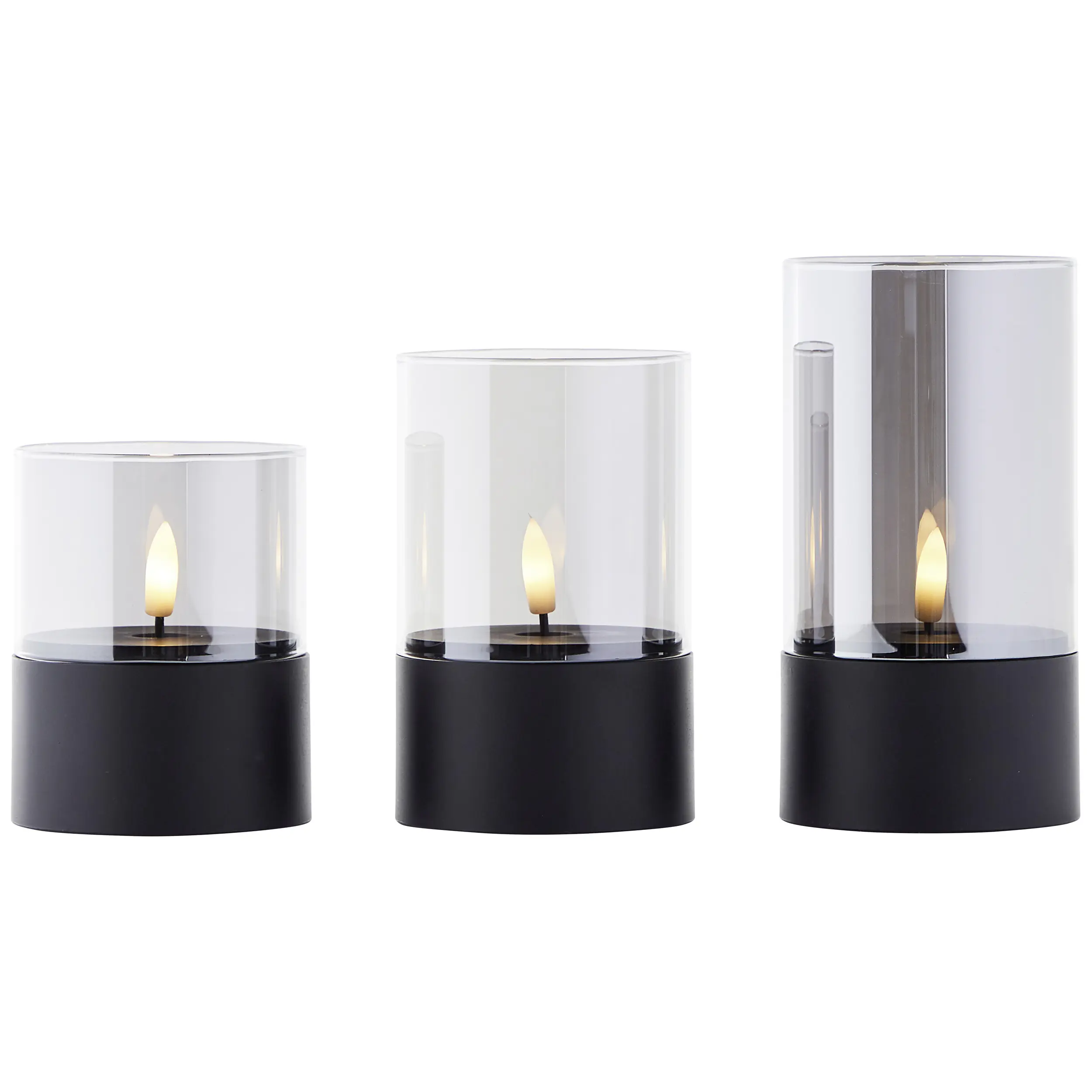 Brilliant LED Kerze batteriebetrieben mit Timer Ø 8 schwarz 3er Set Brilliant LED Kerze batteriebetrieben mit Timer Ø 8 schwarz 3er Set