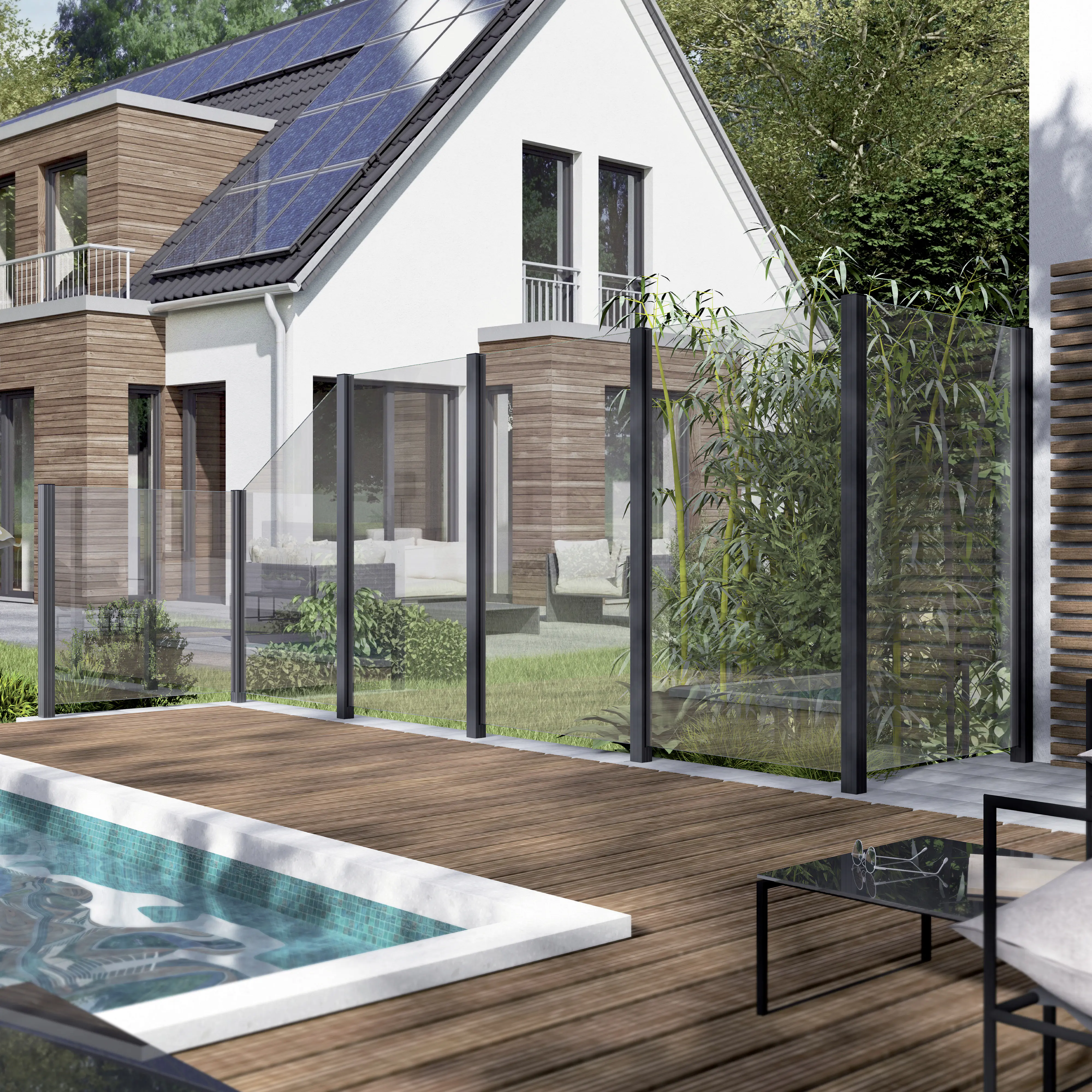 Ambiente Glaszaun Erweiterungsset Klarglas 187 x 55,7 cm anthrazit Ambiente Glaszaun Erweiterungsset Klarglas 187 x 55,7 cm anthrazit
