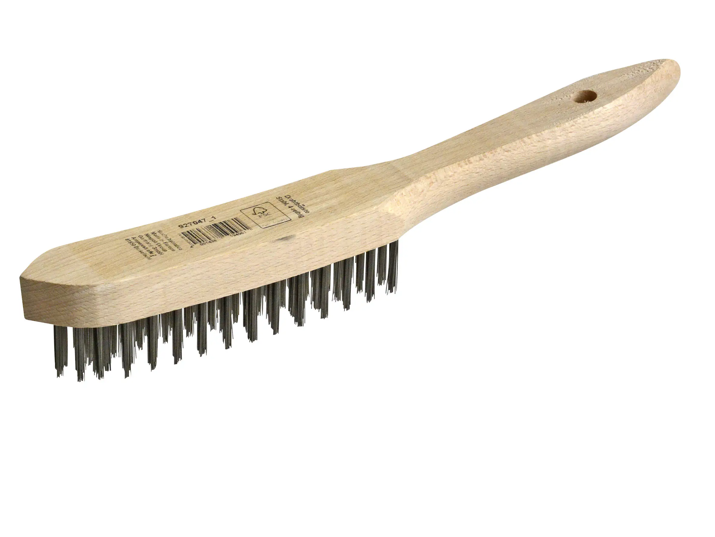 Nespoli Drahtbürste 4-reihig gerade Stahl 28,5 x 3,2 cm -Griff