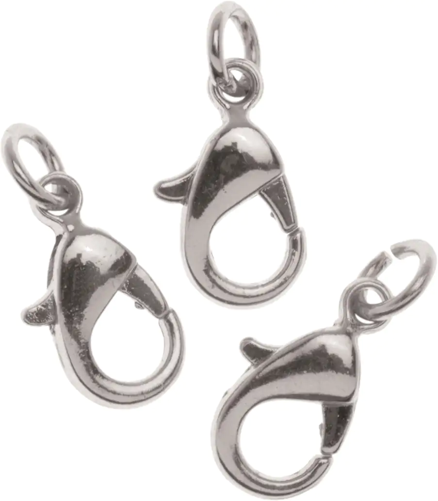 Glorex Karabiner Verschluss m. Ring 12 mm 3 Stück, silberfarben