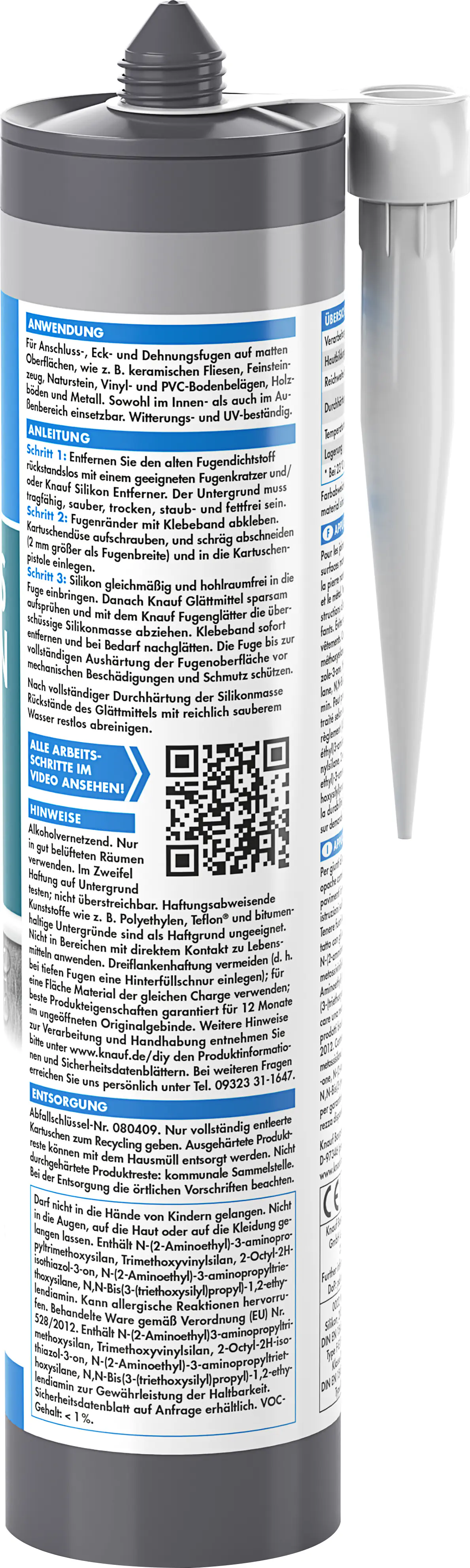 Knauf Mattes Silikon zementgrau 300 ml