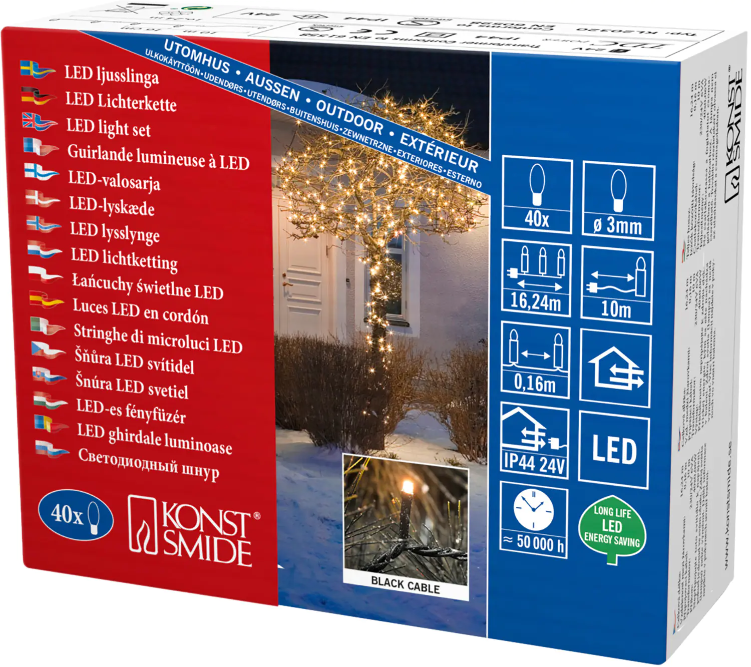 Konstsmide LED Microlichterkette für Außen 40 LED 40 LED, bernstein